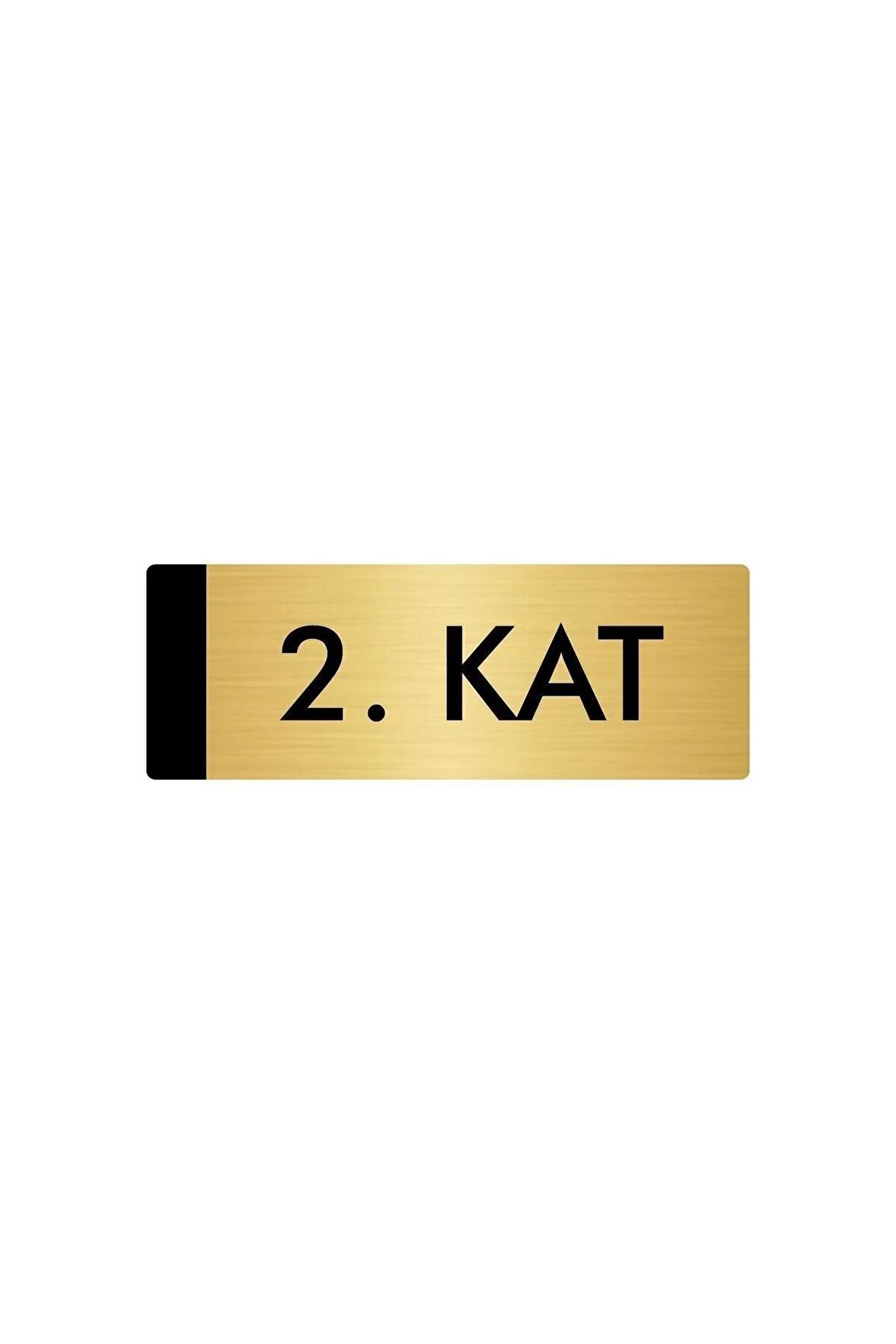 Metal Yönlendirme Levhası, Departman Kapı Isimliği 2. Kat 5x20 Cm Altın Renk
