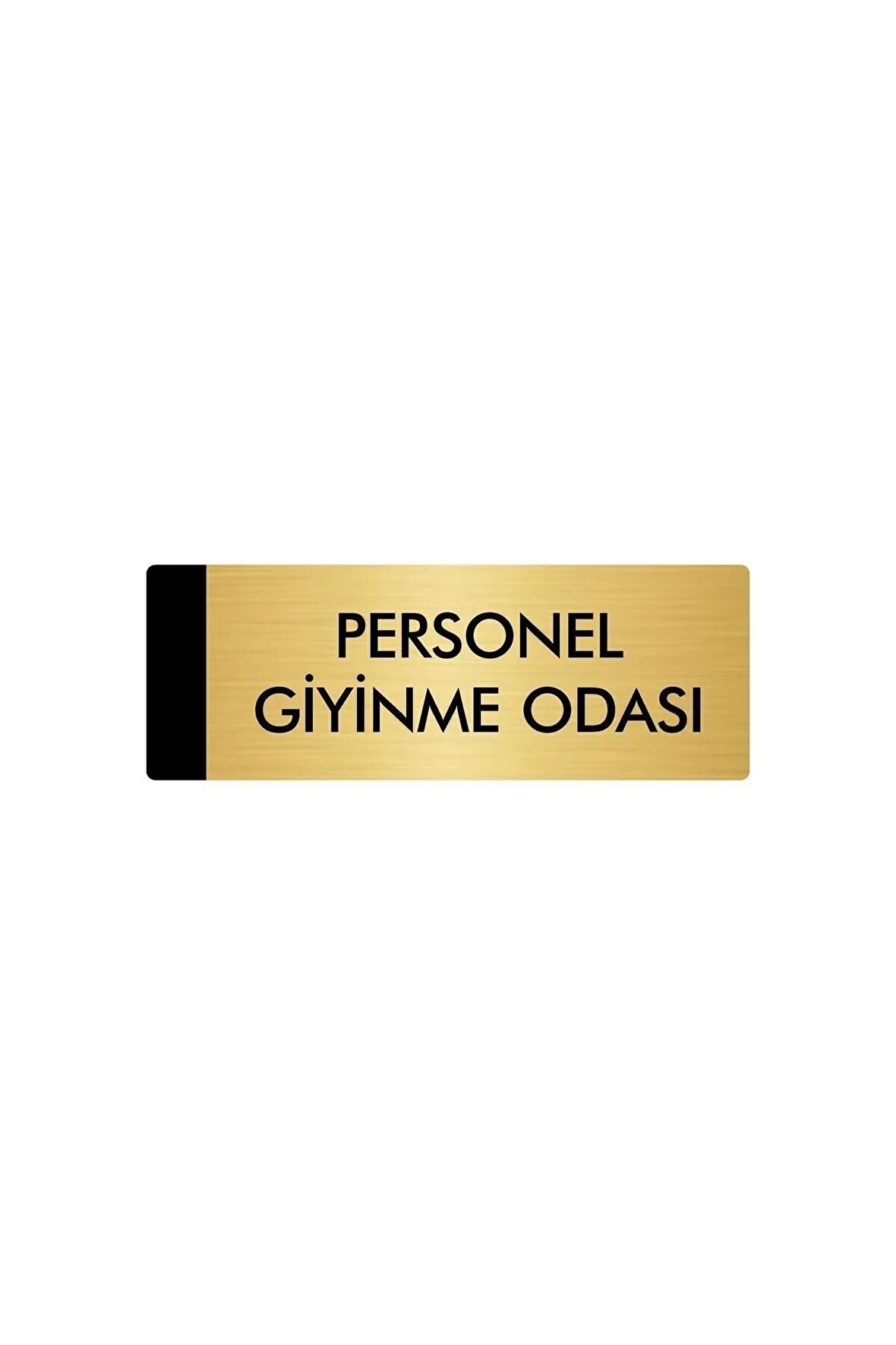 Metal Yönlendirme Levhası, Departman Kapı Isimliği Personel Giyinme Odası 7X20 Cm Altın Renk