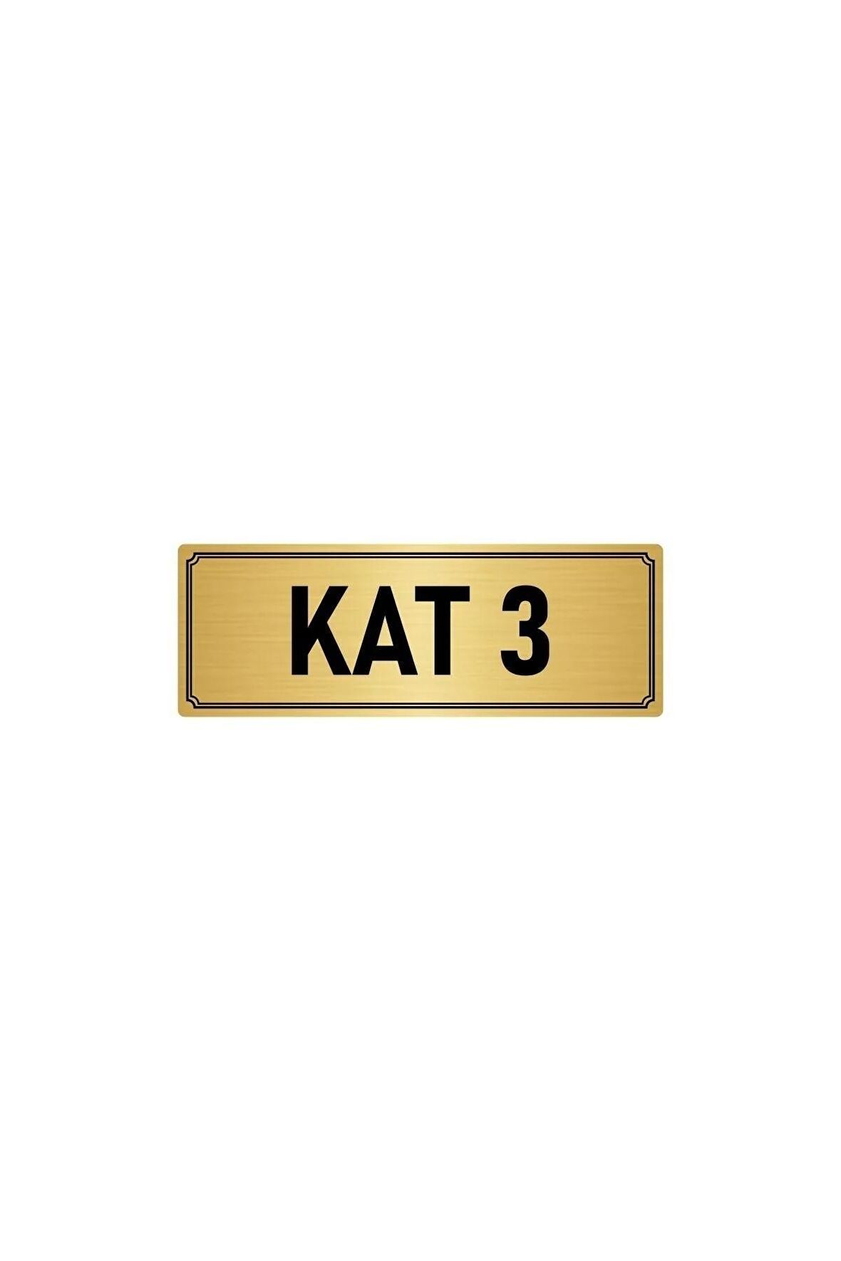 Metal Yönlendirme Levhası, Departman Kapı Isimliği Kat 3 5x20 Cm Altın Renk