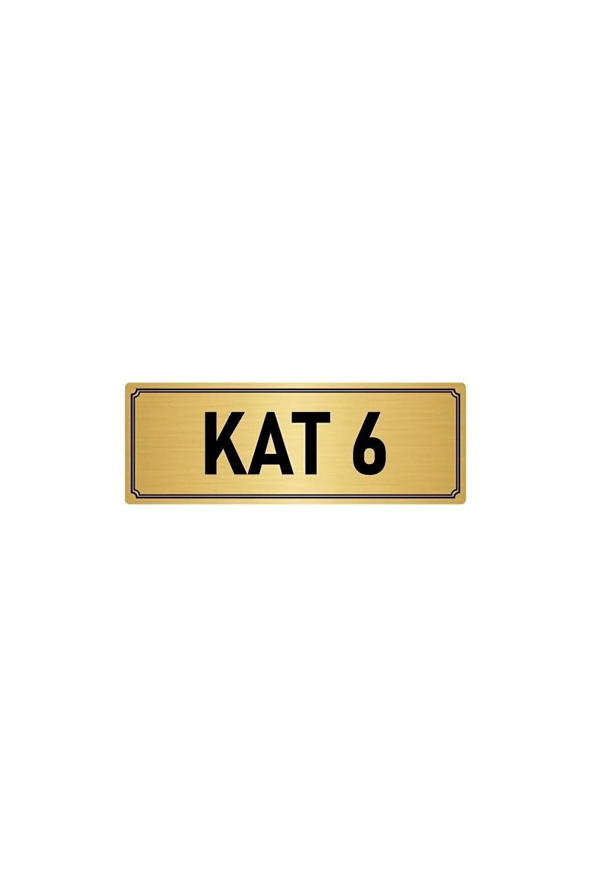 Metal Yönlendirme Levhası, Departman Kapı Isimliği Kat 6 5x20 Cm Altın Renk