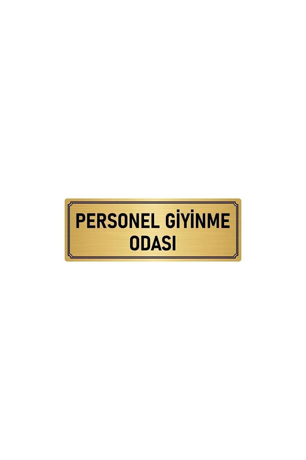 Metal Yönlendirme Levhası, Departman Kapı Isimliği Personel Giyinme Odası 7x20 Cm Altın Renk