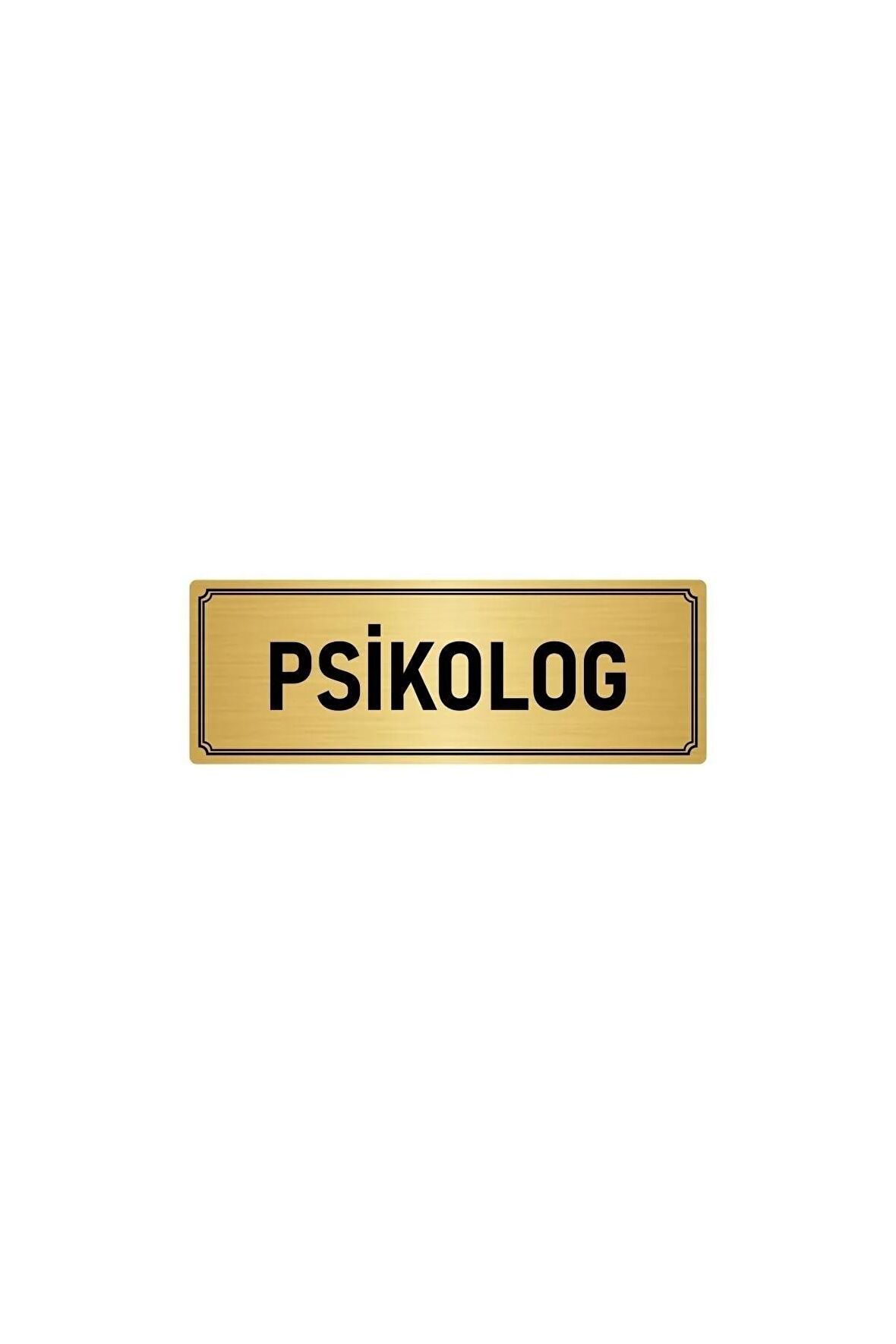 Metal Yönlendirme Levhası, Departman Kapı Isimliği Psikolog 5x20 Cm Altın Renk