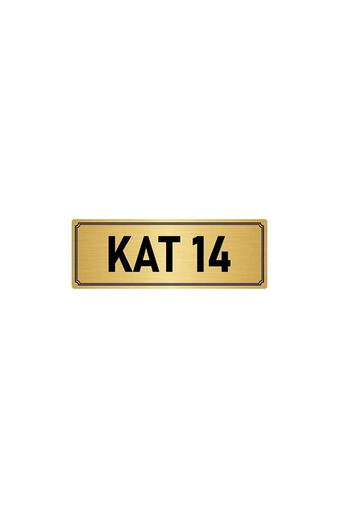 Metal Yönlendirme Levhası, Departman Kapı Isimliği Kat 14 5x20 Cm Altın Renk