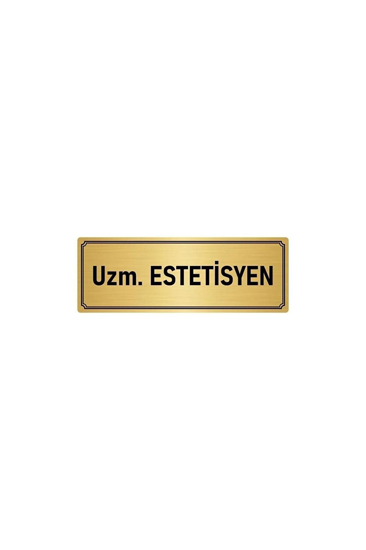 Metal Yönlendirme Levhası, Departman Kapı Isimliği Uzm. Estetisyen 5x20 Cm Altın Renk