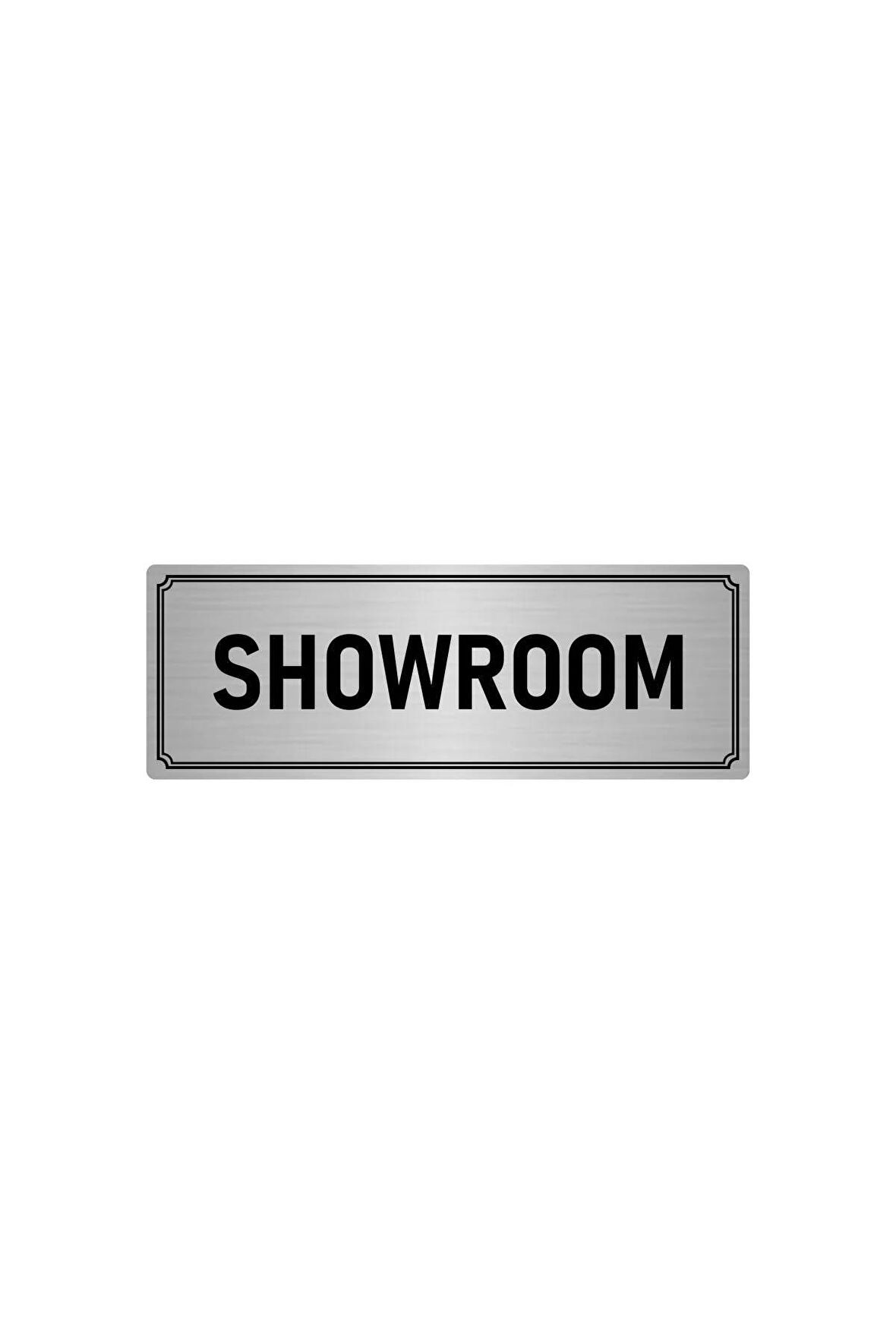 Metal Yönlendirme Levhası, Departman Kapı Isimliği Showroom 5x20 Cm Gümüş Renk
