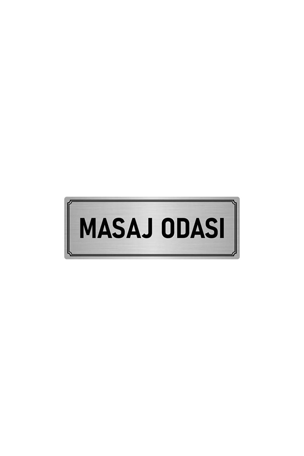 Metal Yönlendirme Levhası, Departman Kapı Isimliği Masaj Odası 10x20 Cm Gümüş Renk