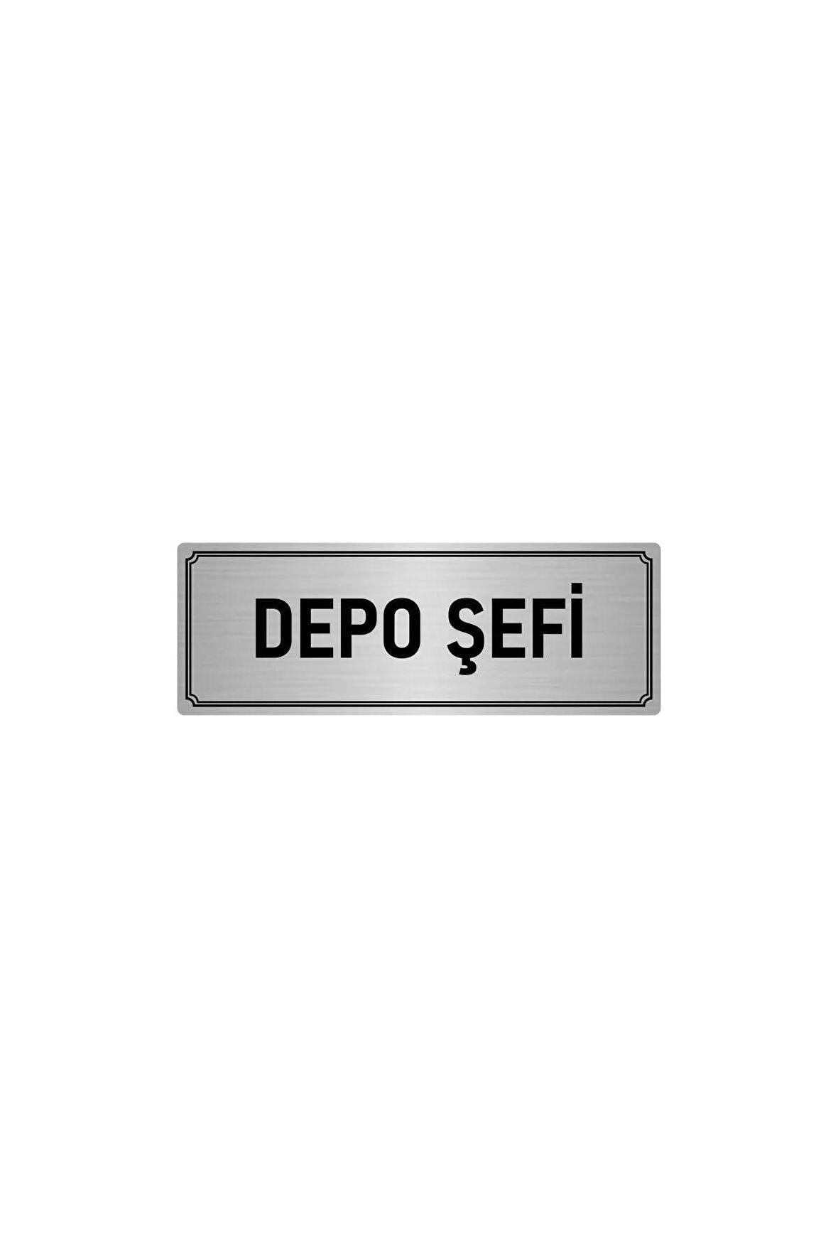 Metal Yönlendirme Levhası, Departman Kapı Isimliği Depo Şefi 5x20 Cm Gümüş Renk