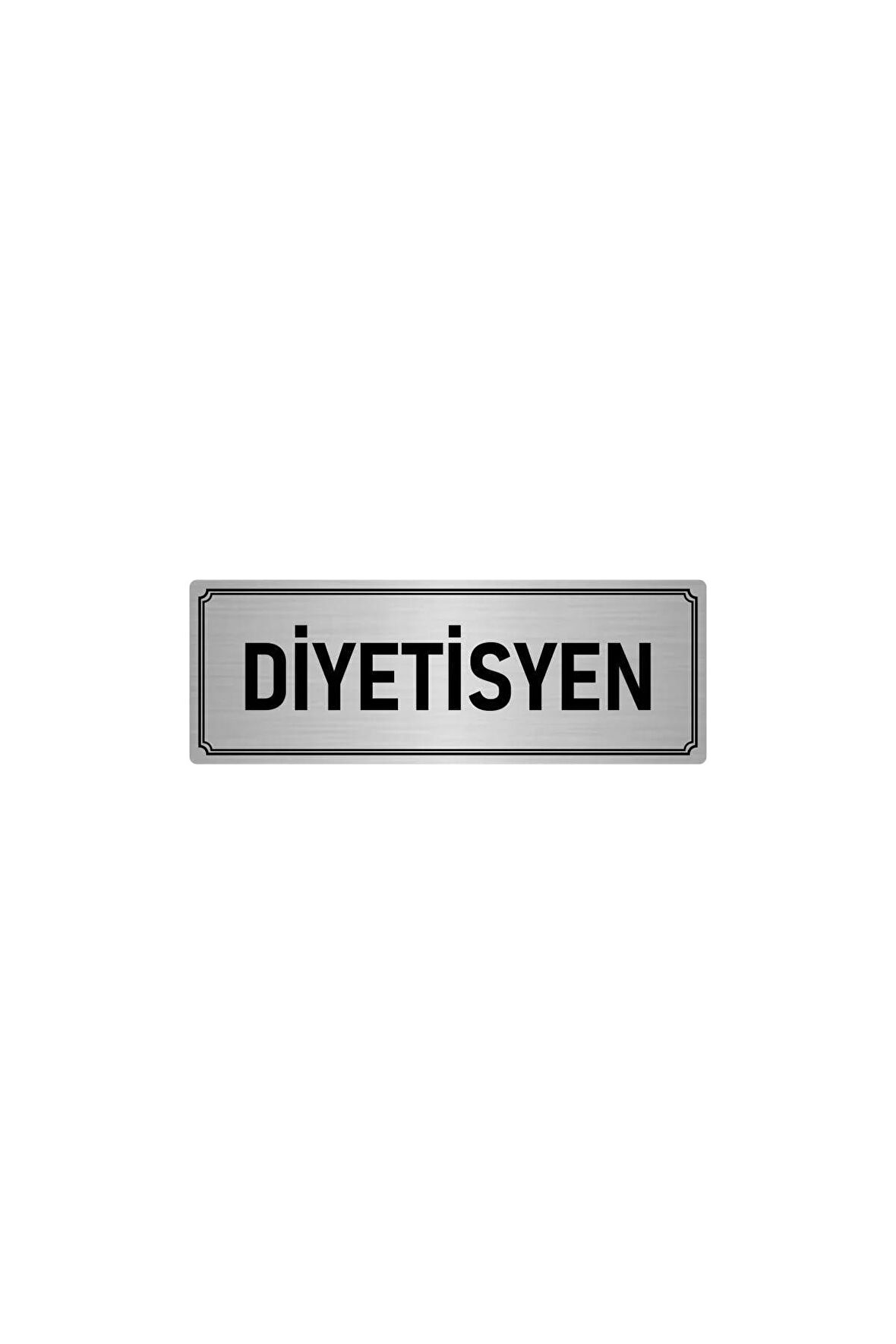 Metal Yönlendirme Levhası, Departman Kapı Isimliği Diyetisyen 7x20 Cm Gümüş Renk