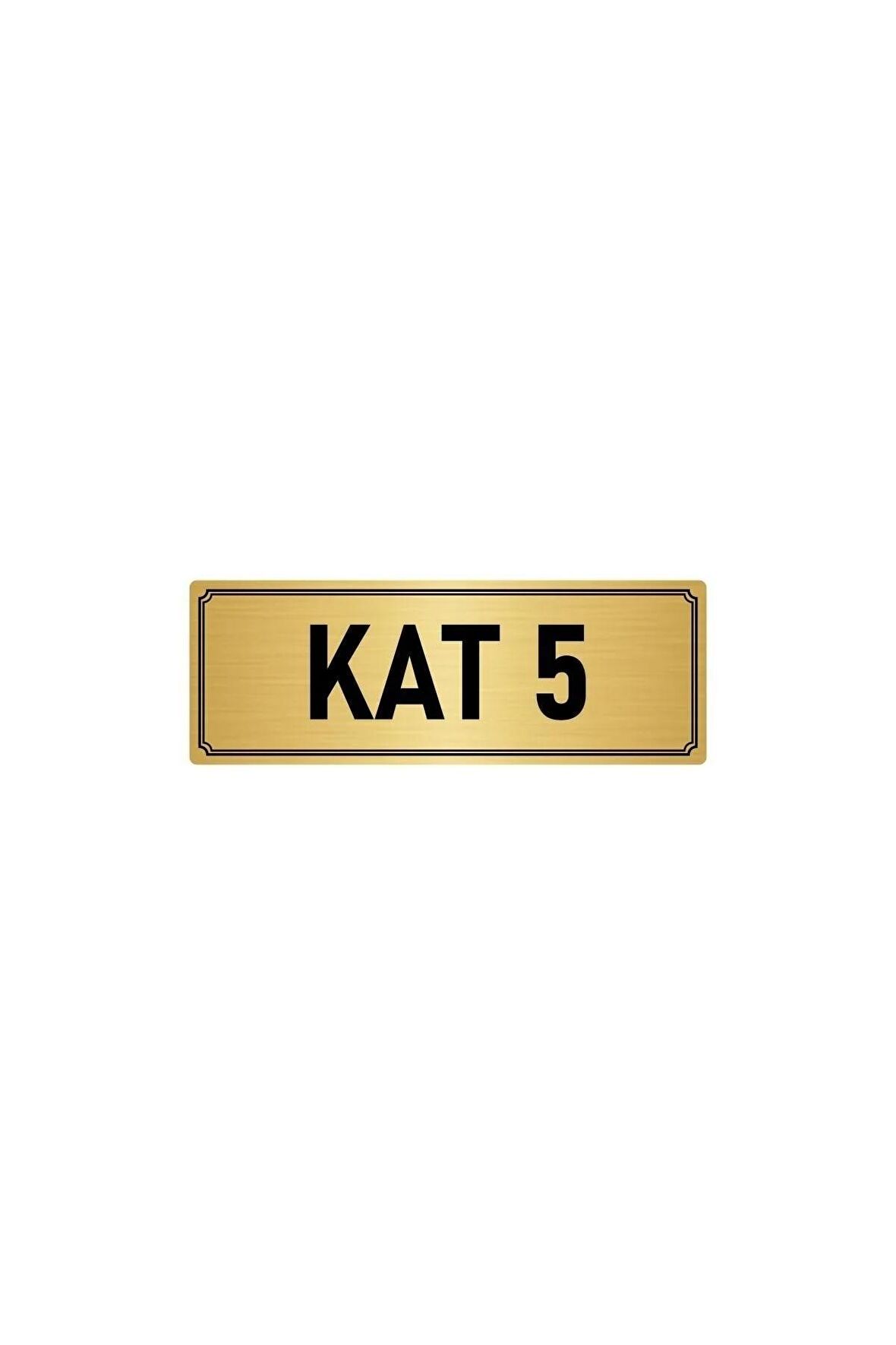 Metal Yönlendirme Levhası, Departman Kapı Isimliği Kat 5 5x20 Cm Altın Renk