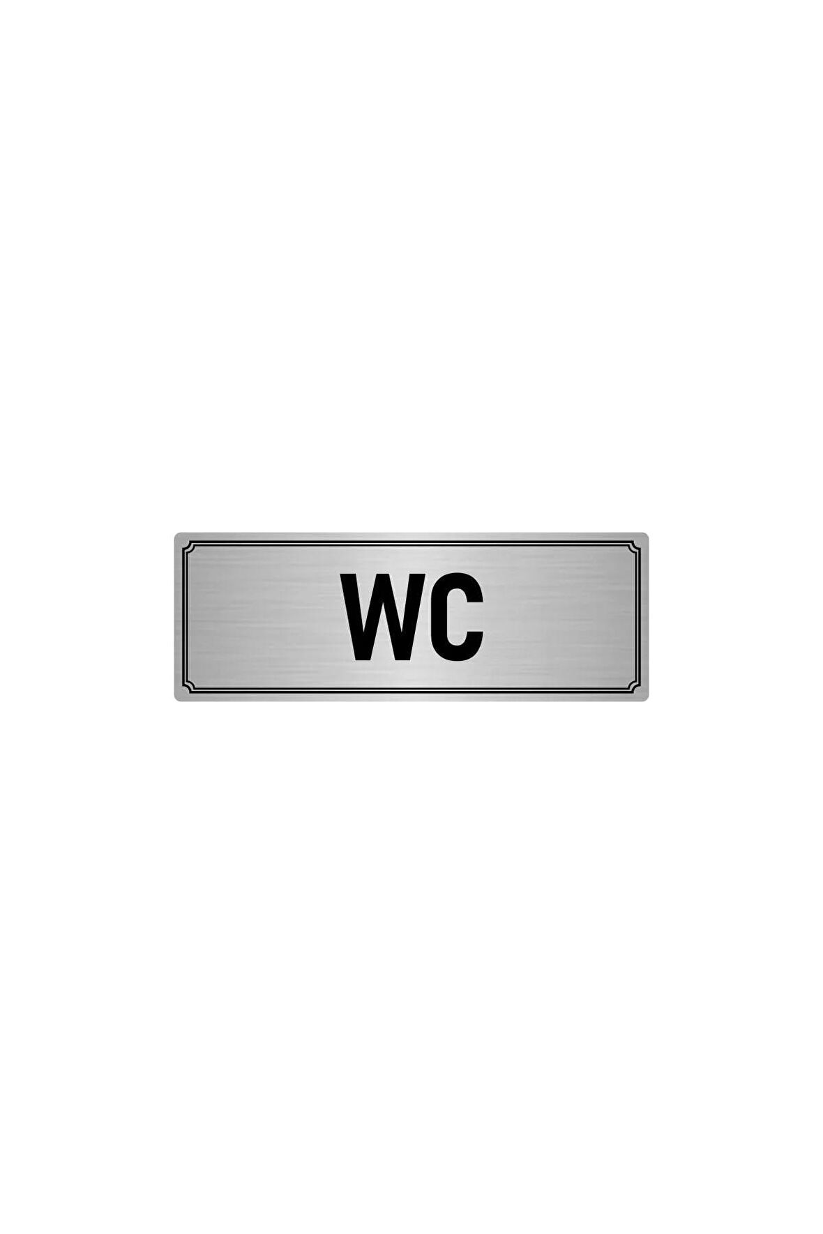 Metal Yönlendirme Levhası, Departman Kapı Isimliği Wc 7x20 Cm Gümüş Renk