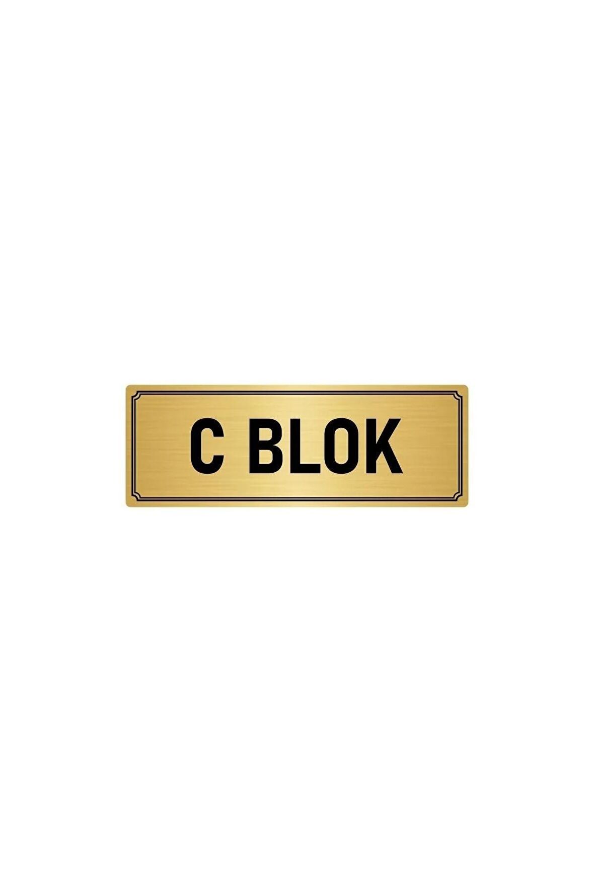 Metal Yönlendirme Levhası, Departman Kapı Isimliği C Blok 7x20 Cm Altın Renk