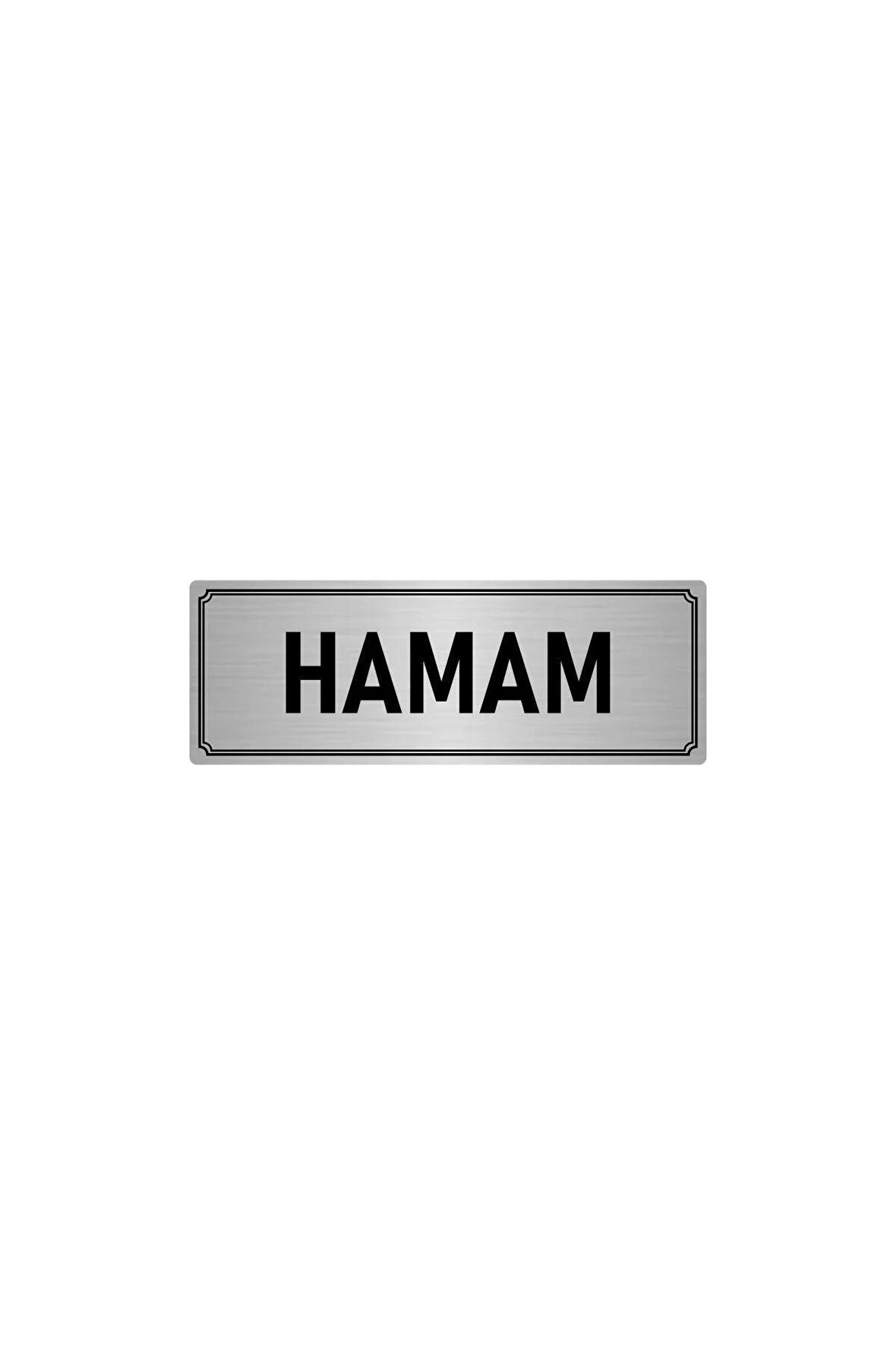 Metal Yönlendirme Levhası, Departman Kapı Isimliği Hamam 5x20 Cm Gümüş Renk