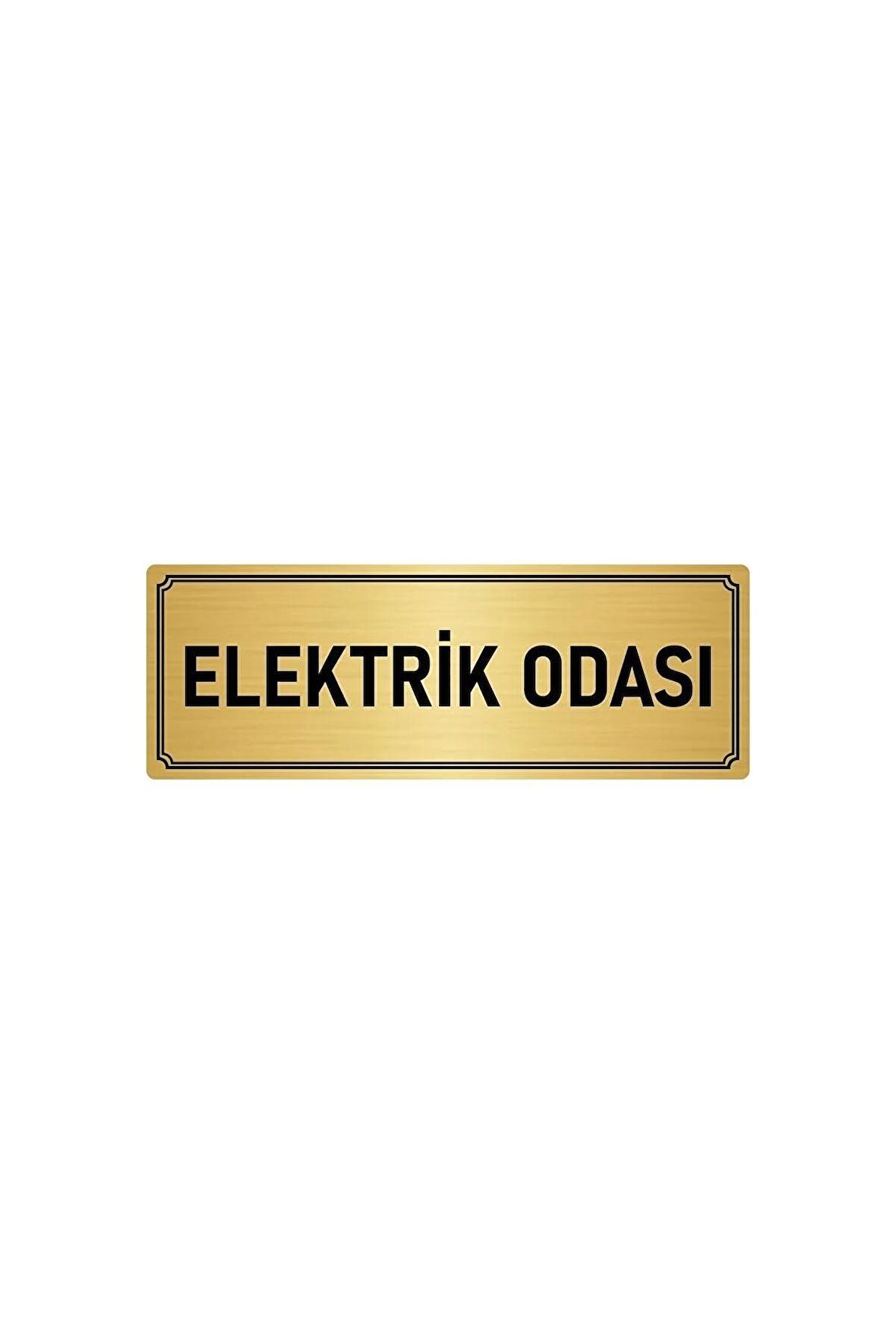Metal Yönlendirme Levhası, Departman Kapı Isimliği Elektrik Odası 10x20 Cm Altın Renk