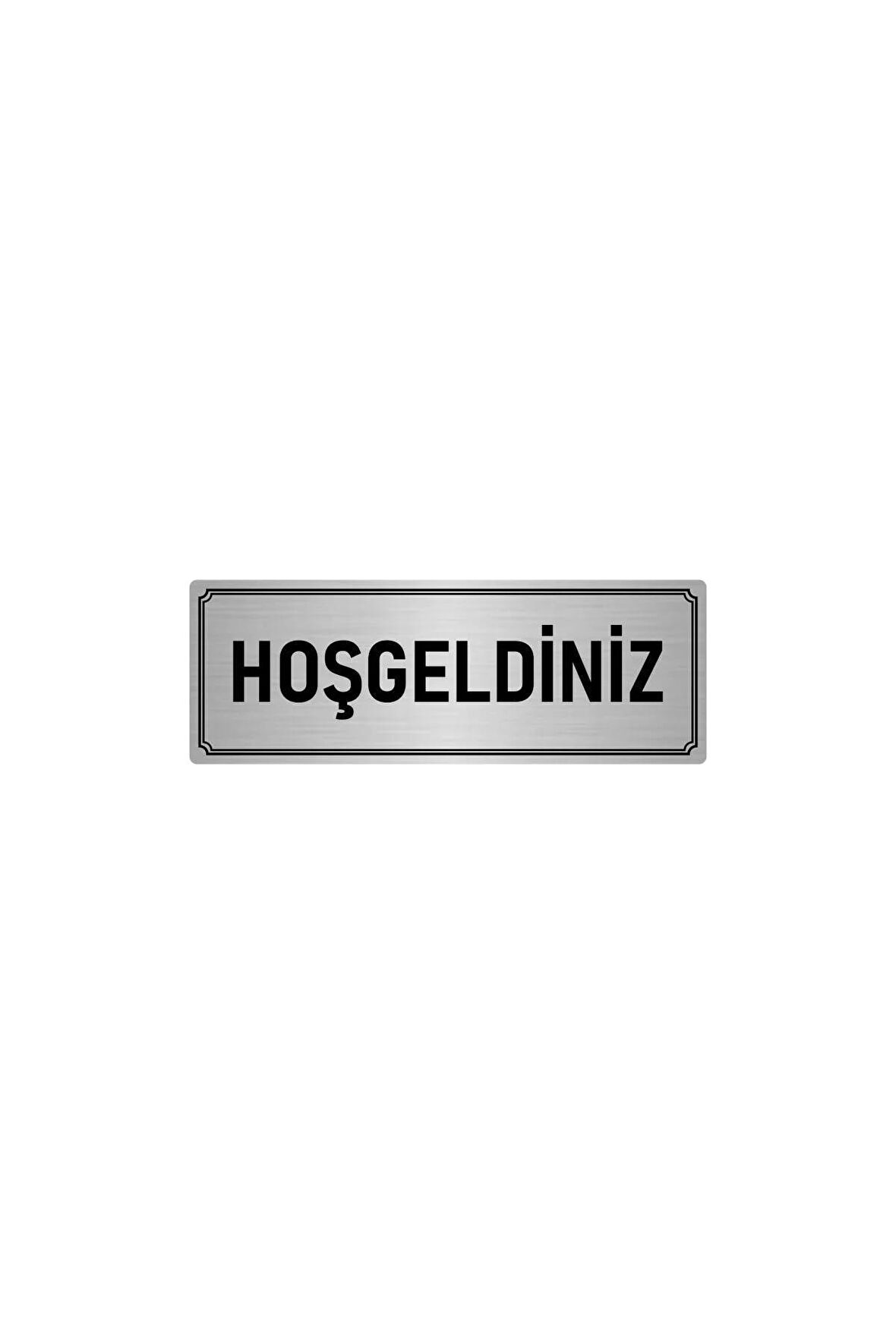 Metal Yönlendirme Levhası, Departman Kapı Isimliği Hoşgeldiniz 7x20 Cm Gümüş Renk