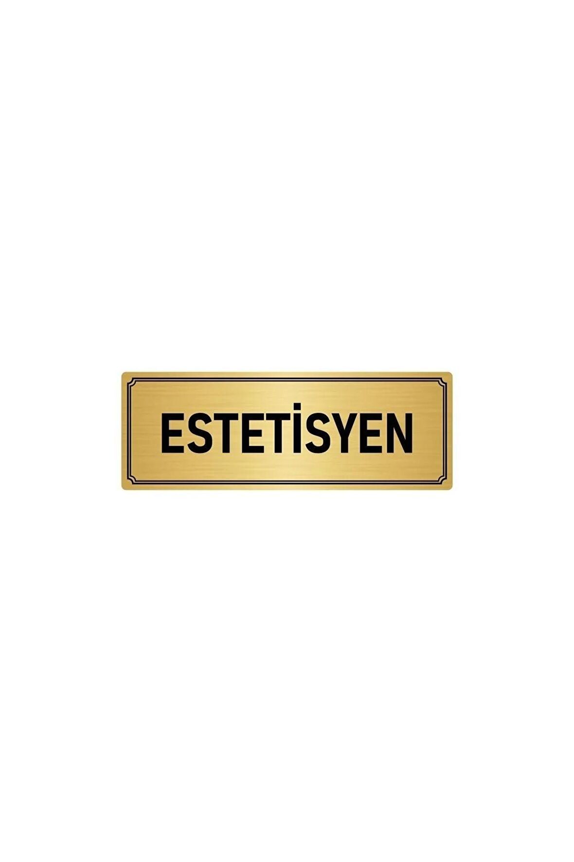 Metal Yönlendirme Levhası, Departman Kapı Isimliği Estetisyen 7x20 Cm Altın Renk
