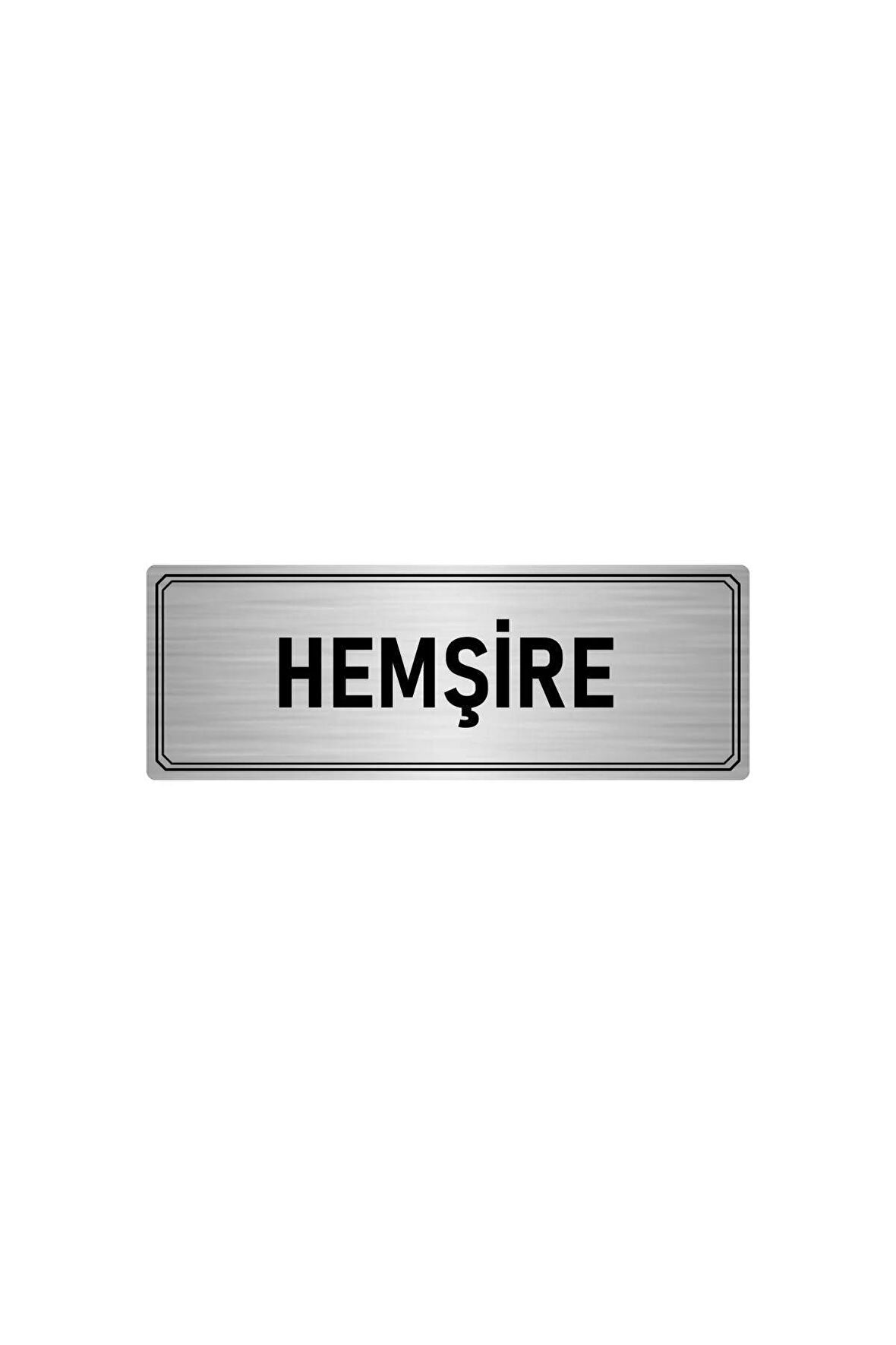 Metal Yönlendirme Levhası, Departman Kapı Isimliği Hemşire 7x20 Cm Gümüş Renk
