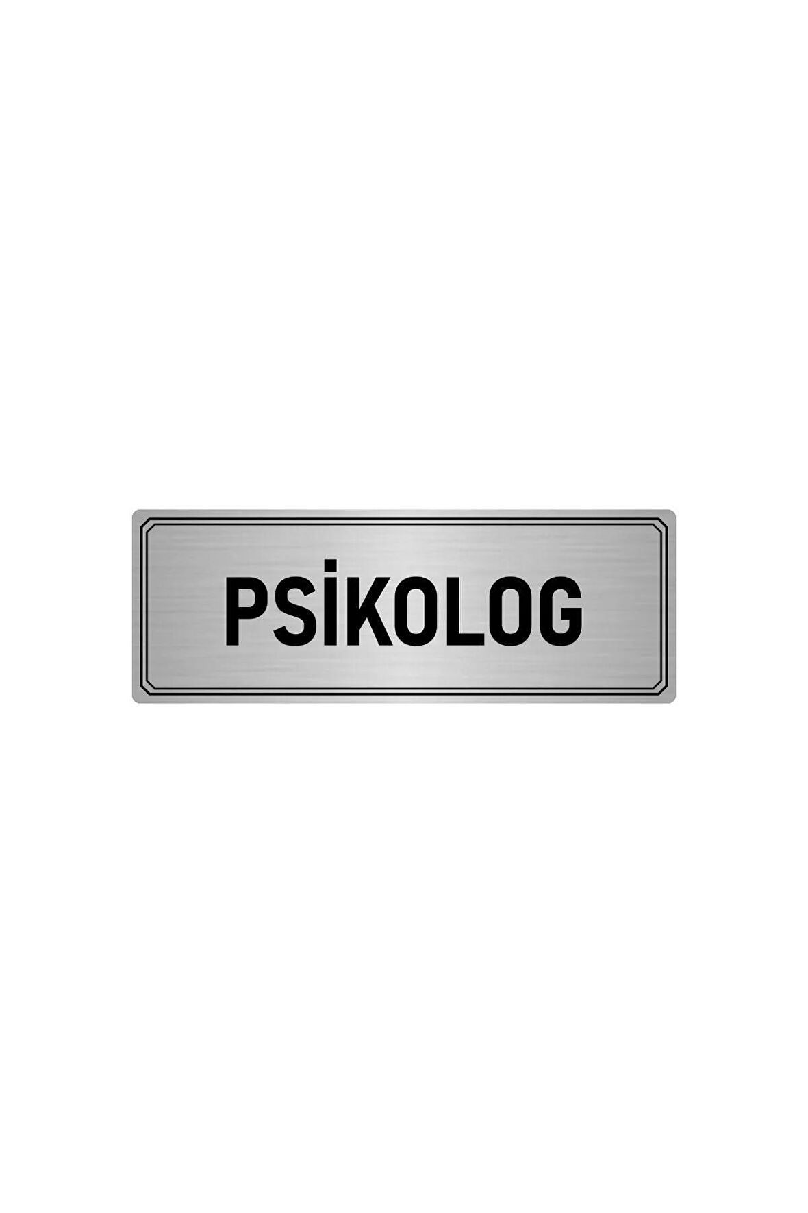 Metal Yönlendirme Levhası, Departman Kapı Isimliği Psikolog 10x20 Cm Gümüş Renk