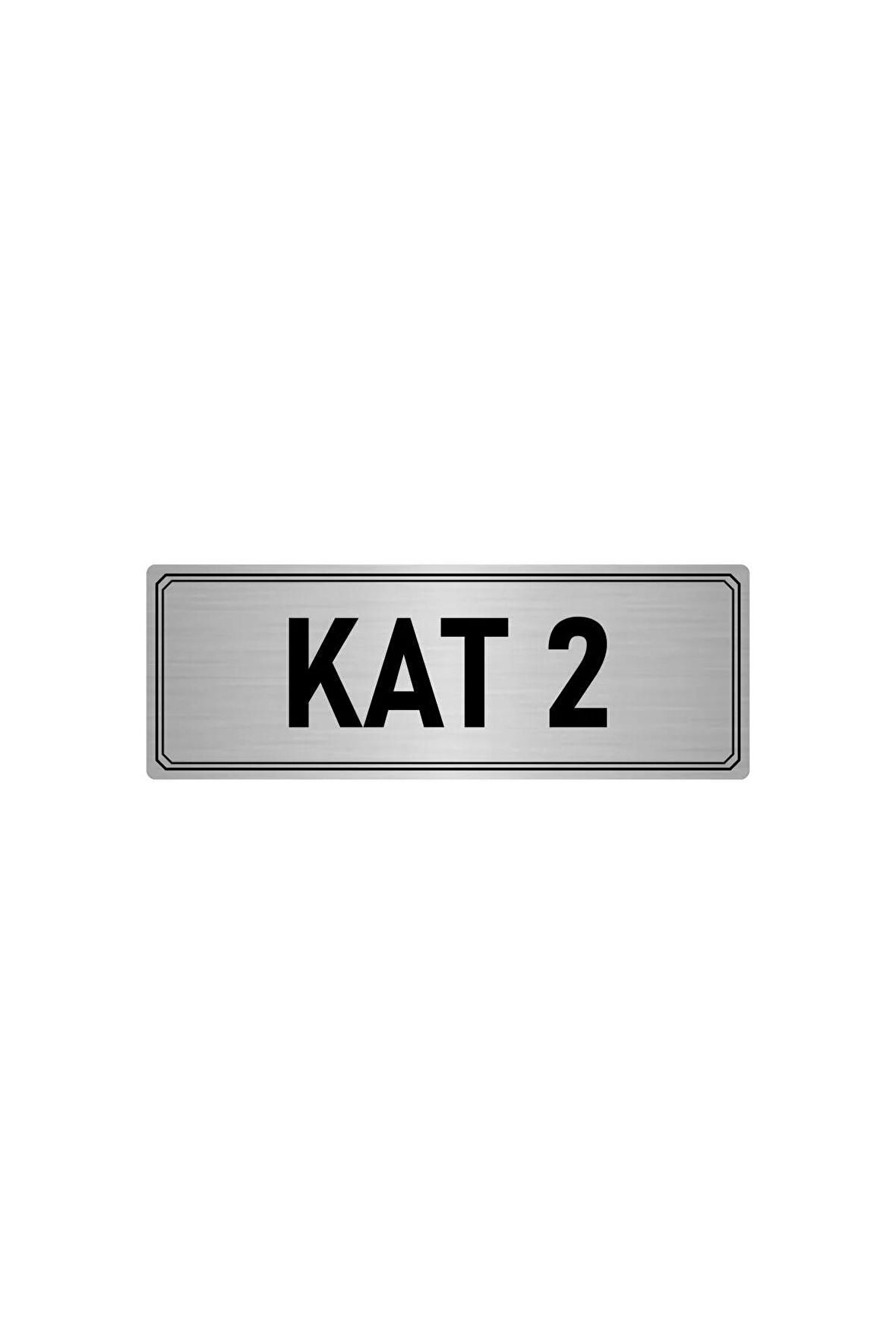 Metal Yönlendirme Levhası, Departman Kapı Isimliği Kat 2 7x20 Cm Gümüş Renk