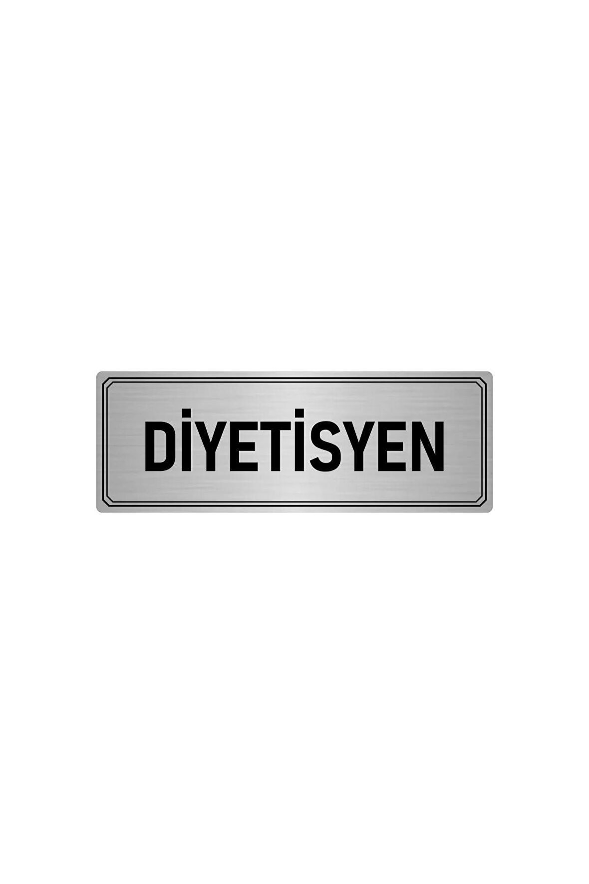 Metal Yönlendirme Levhası, Departman Kapı Isimliği Diyetisyen 7x20 Cm Gümüş Renk