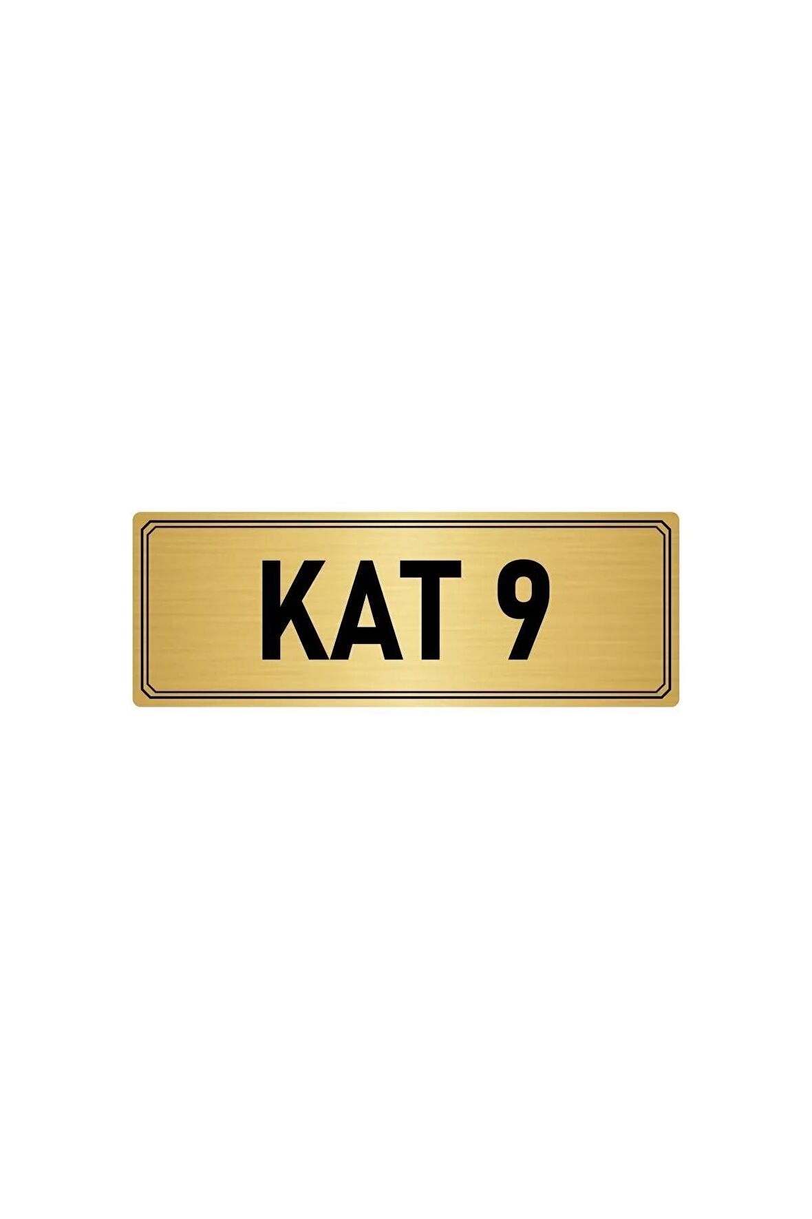 Metal Yönlendirme Levhası, Departman Kapı Isimliği Kat 9 7x20 Cm Altın Renk