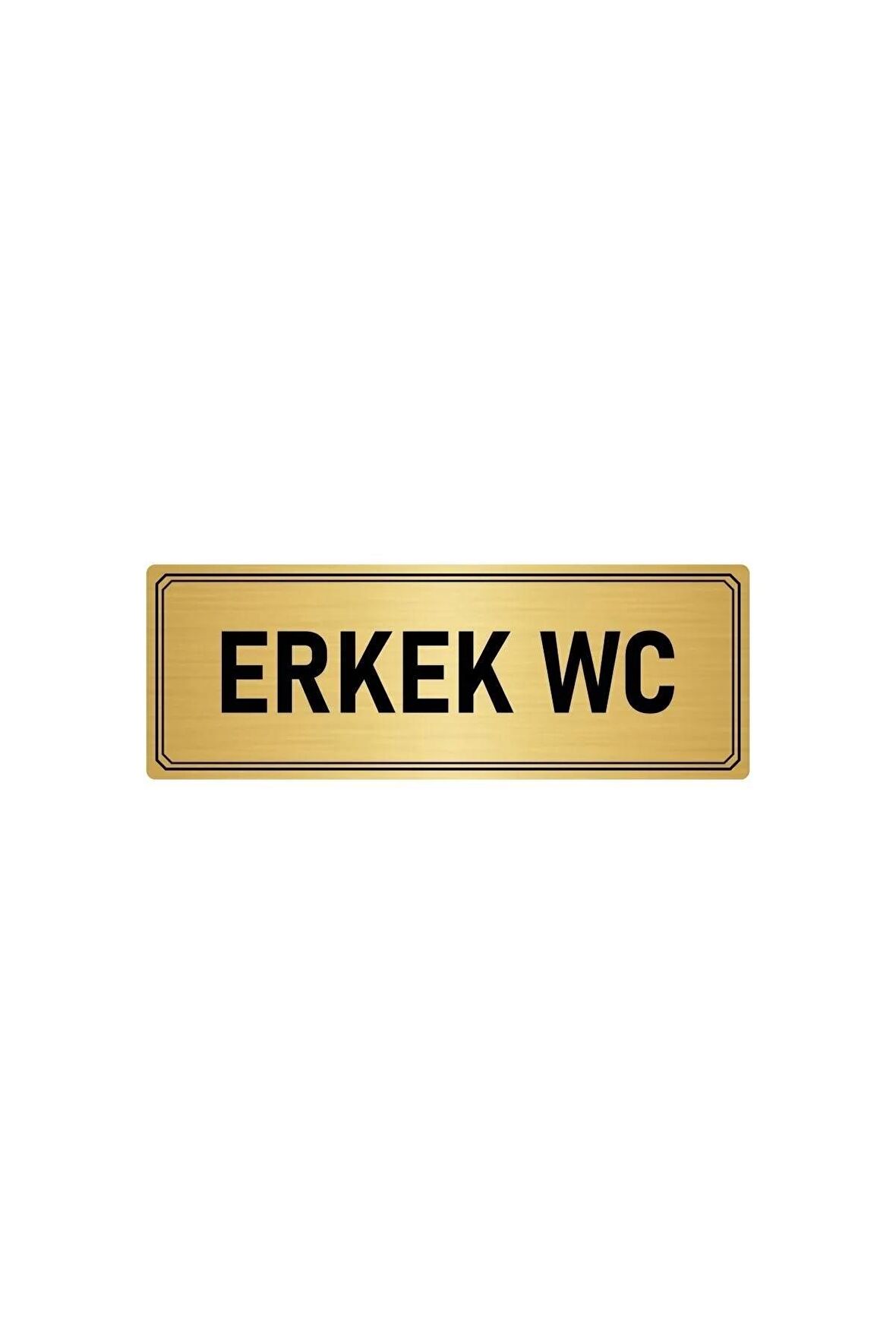 Metal Yönlendirme Levhası, Departman Kapı Isimliği Erkek Wc 10x20 Cm Altın Renk