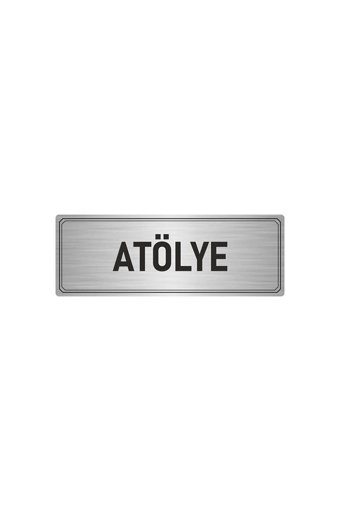 Metal Yönlendirme Levhası, Departman Kapı Isimliği Atölye 7x20 Cm Gümüş Renk