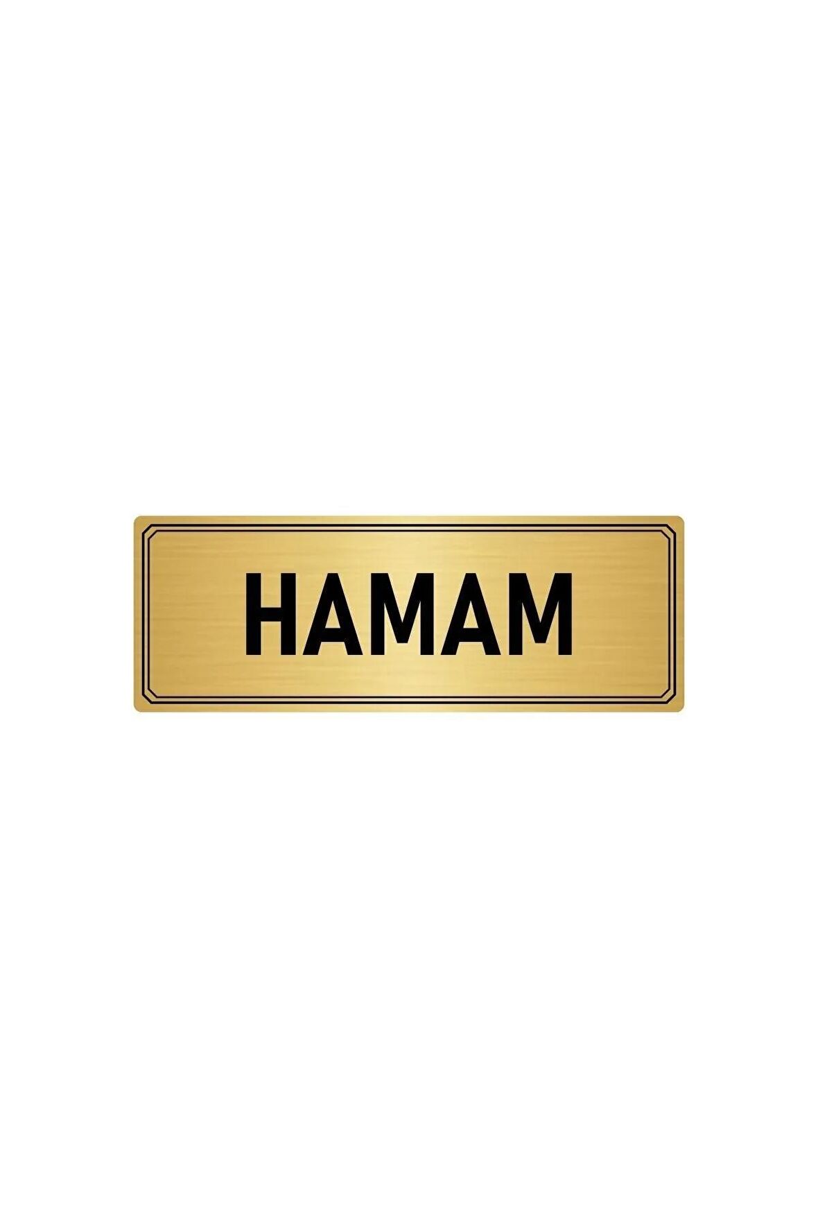 Metal Yönlendirme Levhası, Departman Kapı Isimliği Hamam 7x20 Cm Altın Renk