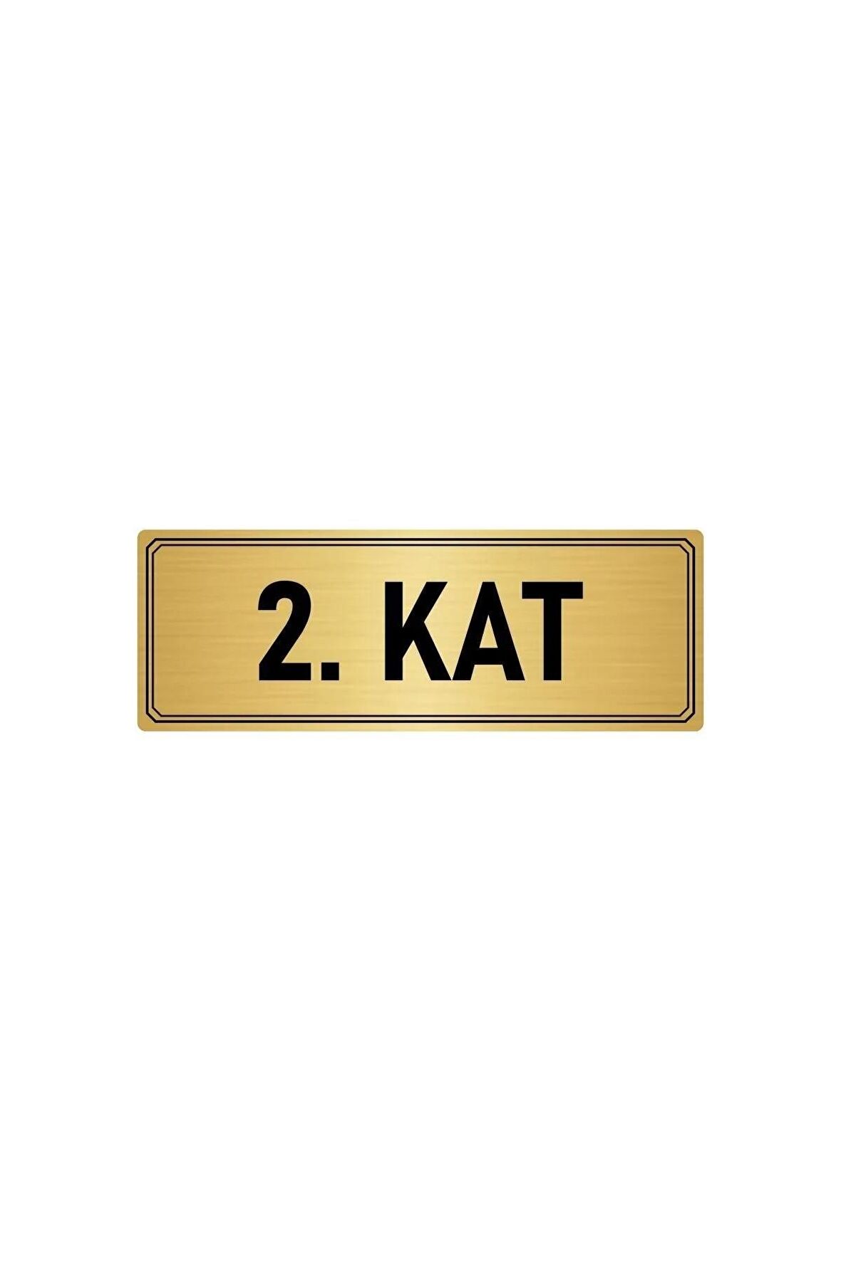 Metal Yönlendirme Levhası, Departman Kapı Isimliği 2. Kat 7x20 Cm Altın Renk