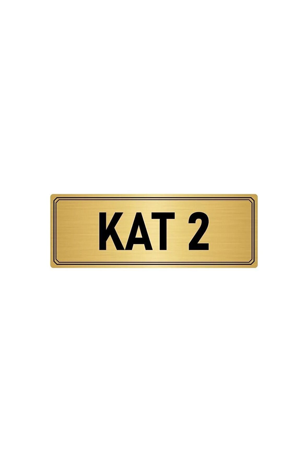 Metal Yönlendirme Levhası, Departman Kapı Isimliği Kat 2 5x20 Cm Altın Renk