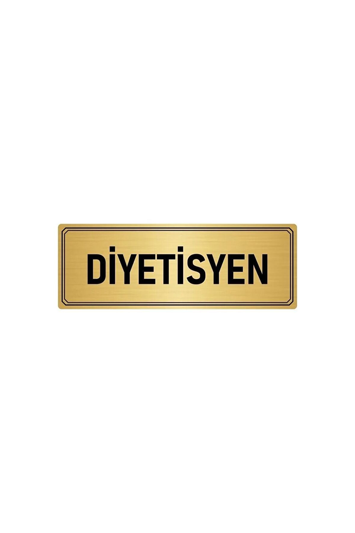 Metal Yönlendirme Levhası, Departman Kapı Isimliği Diyetisyen 5x20 Cm Altın Renk