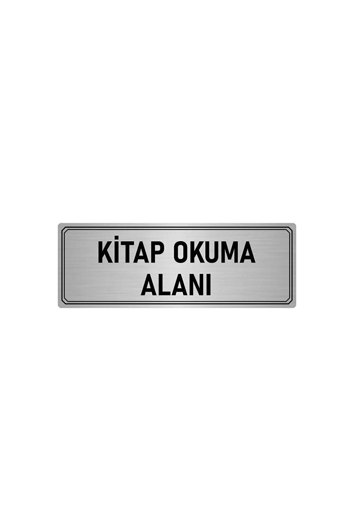 Metal Yönlendirme Levhası, Departman Kapı Isimliği Kitap Okuma Alanı 5x20 Cm Gümüş Renk