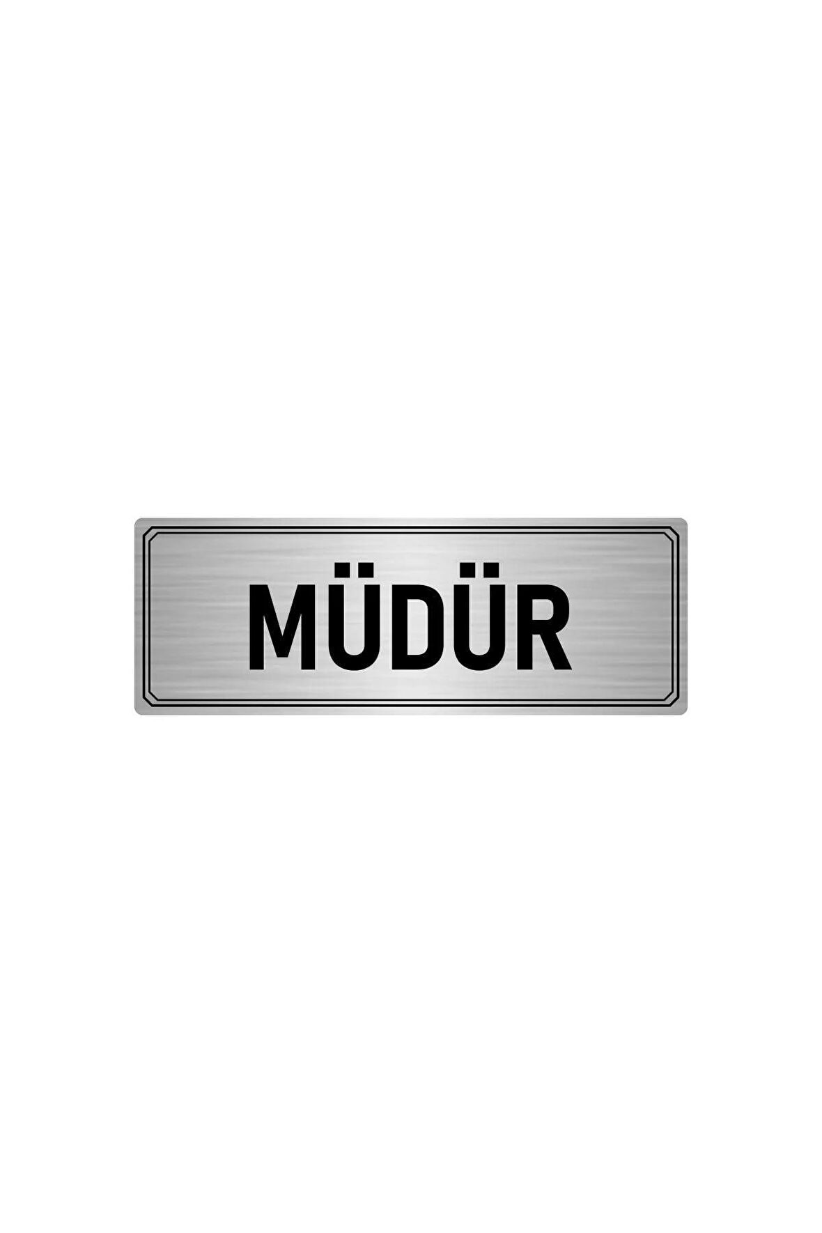 Metal Yönlendirme Levhası, Departman Kapı Isimliği Müdür 5x20 Cm Gümüş Renk