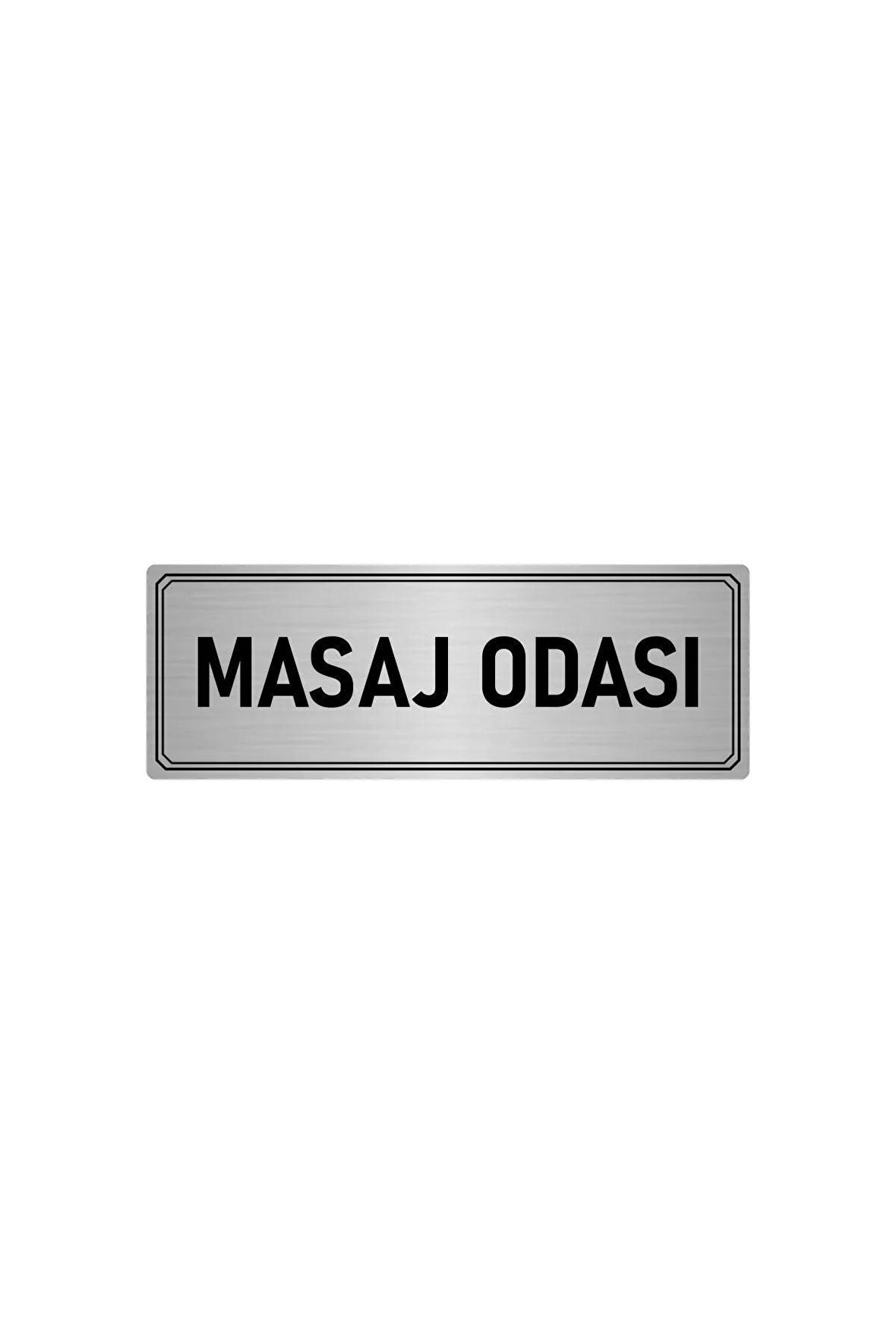 Metal Yönlendirme Levhası, Departman Kapı Isimliği Masaj Odası 5x20 Cm Gümüş Renk