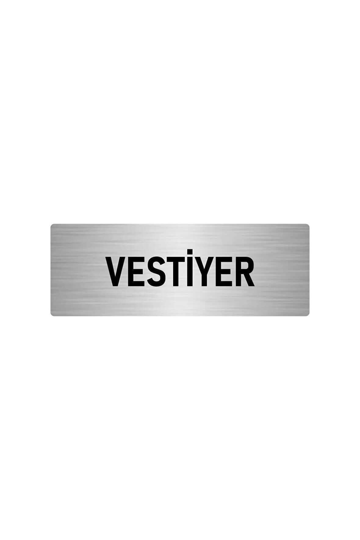 Metal Yönlendirme Levhası, Departman Kapı Isimliği Vestiyer 5x20 Cm Gümüş Renk