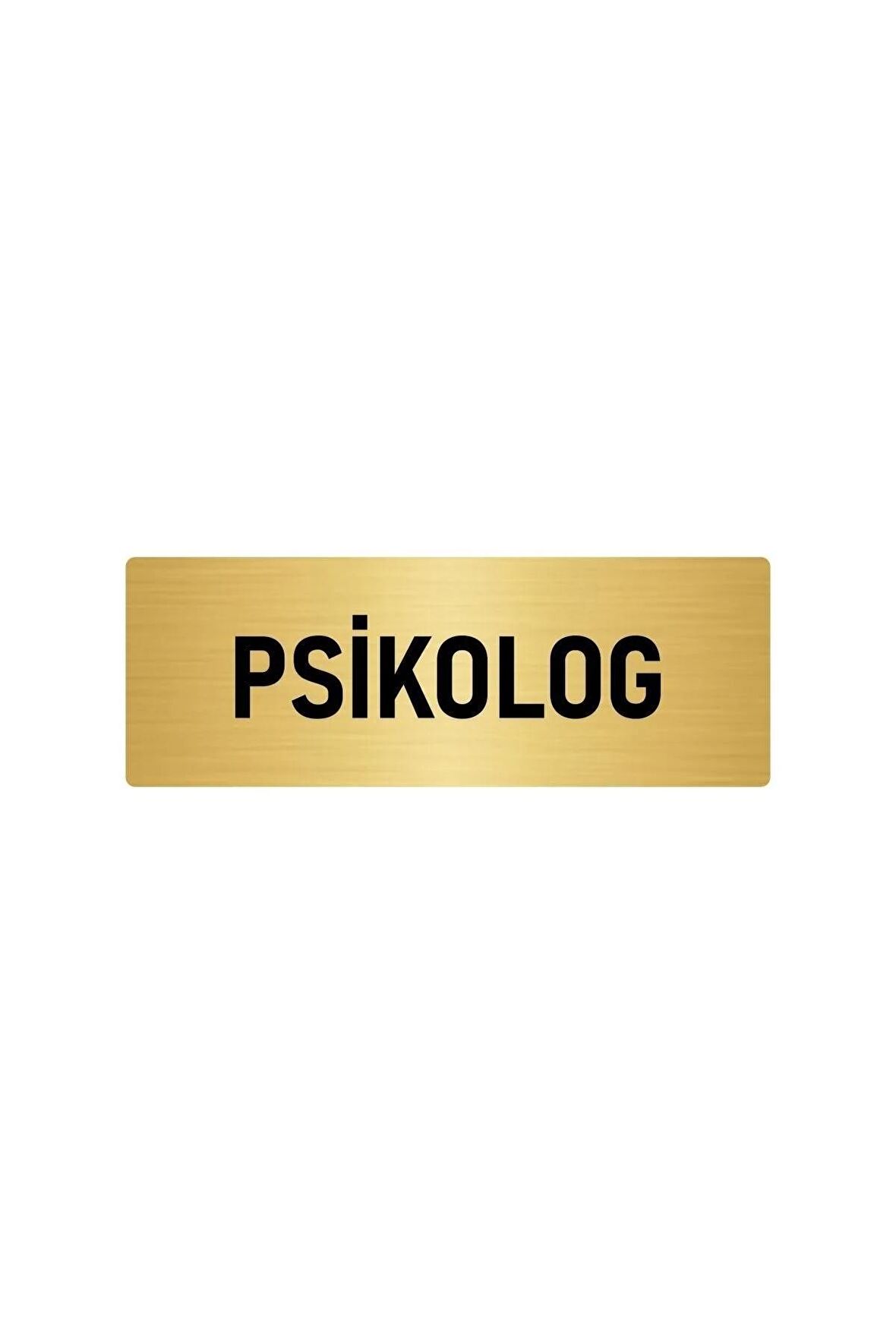 Metal Yönlendirme Levhası, Departman Kapı Isimliği Psikolog 7x20 Cm Altın Renk