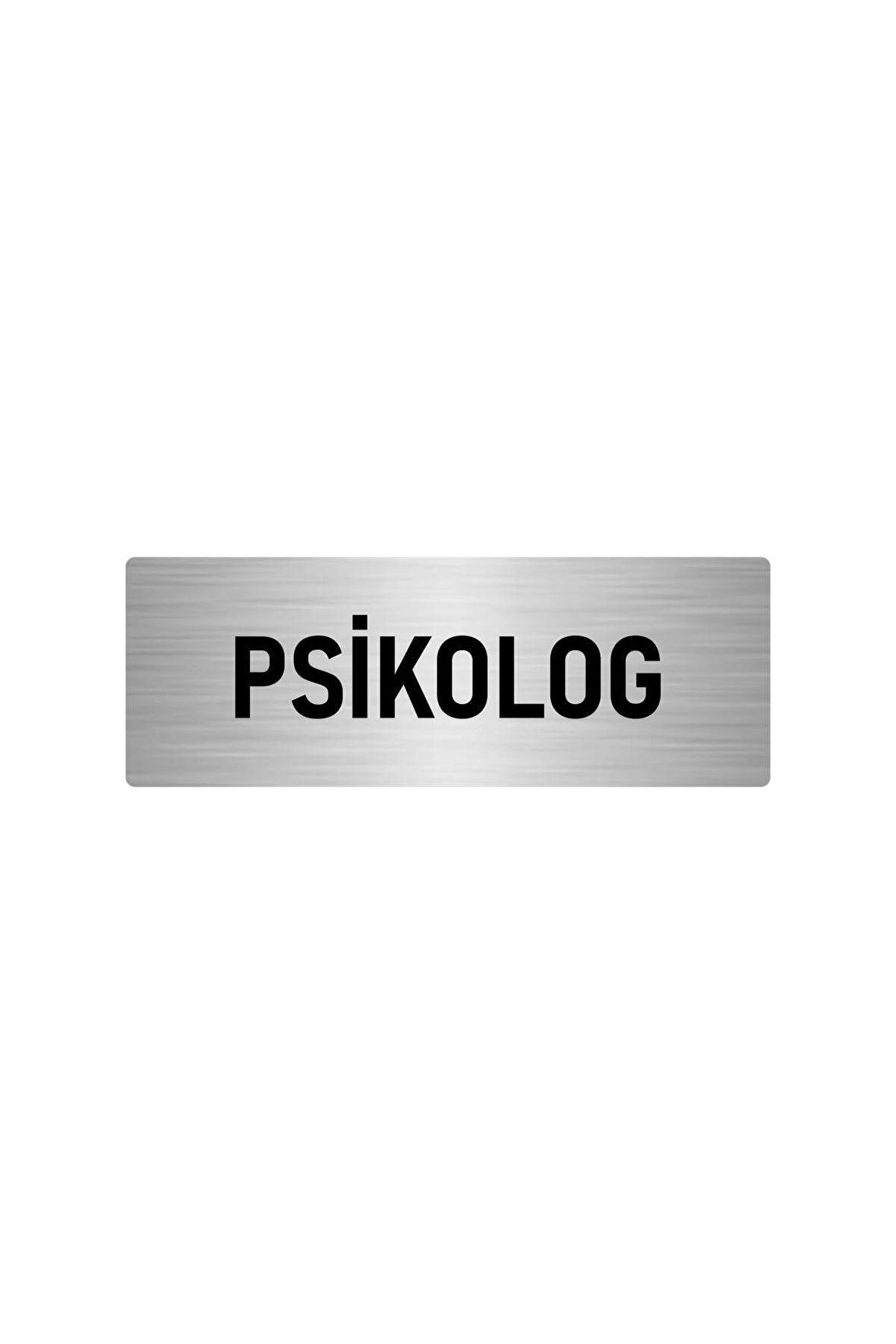 Metal Yönlendirme Levhası, Departman Kapı Isimliği Psikolog 5x20 Cm Gümüş Renk