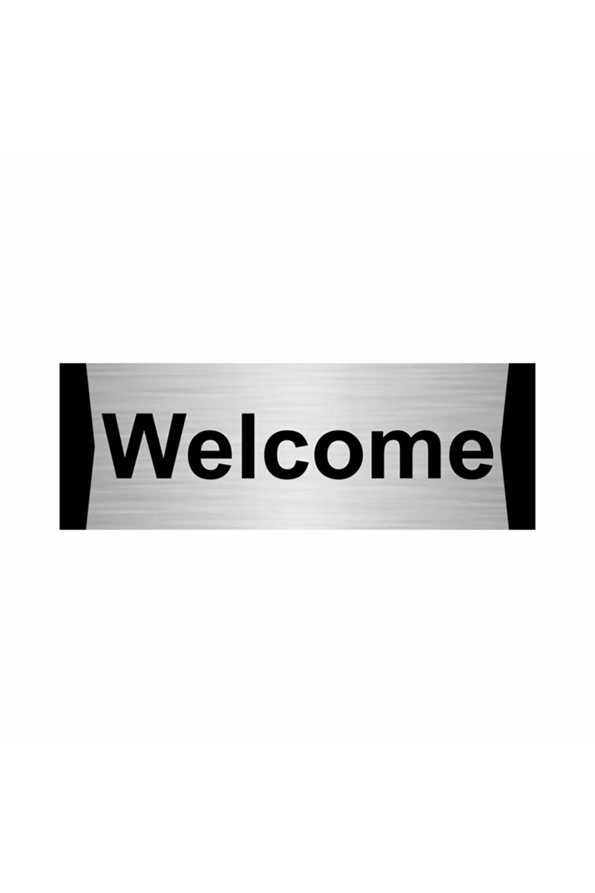 Welcome 5x20cm Gümüş Renk Metal Yönlendirme Levhası