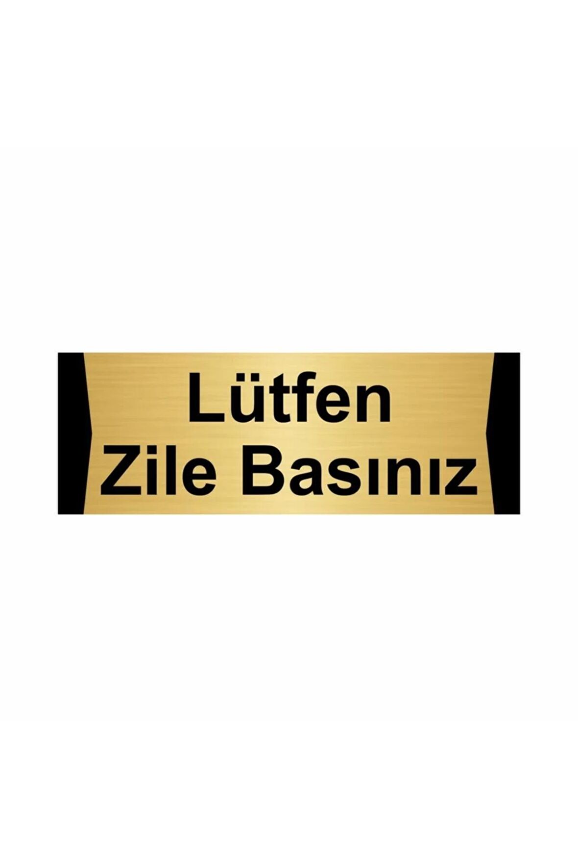 Lütfen Zile Basınız 10x20cm Altın Renk Metal Yönlendirme Levhası
