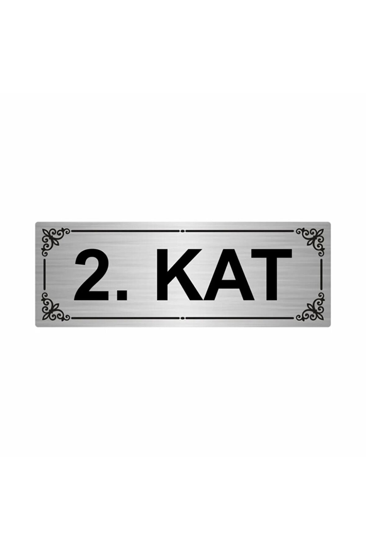2.kat 7x20cm Gümüş Renk Metal Yönlendirme Levhası