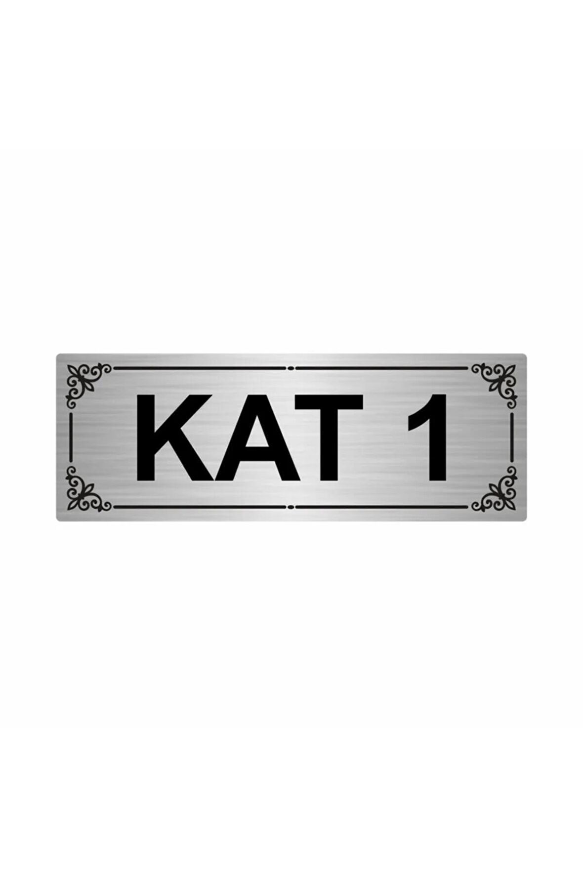 Kat 1 7x20cm Gümüş Renk Metal Yönlendirme Levhası