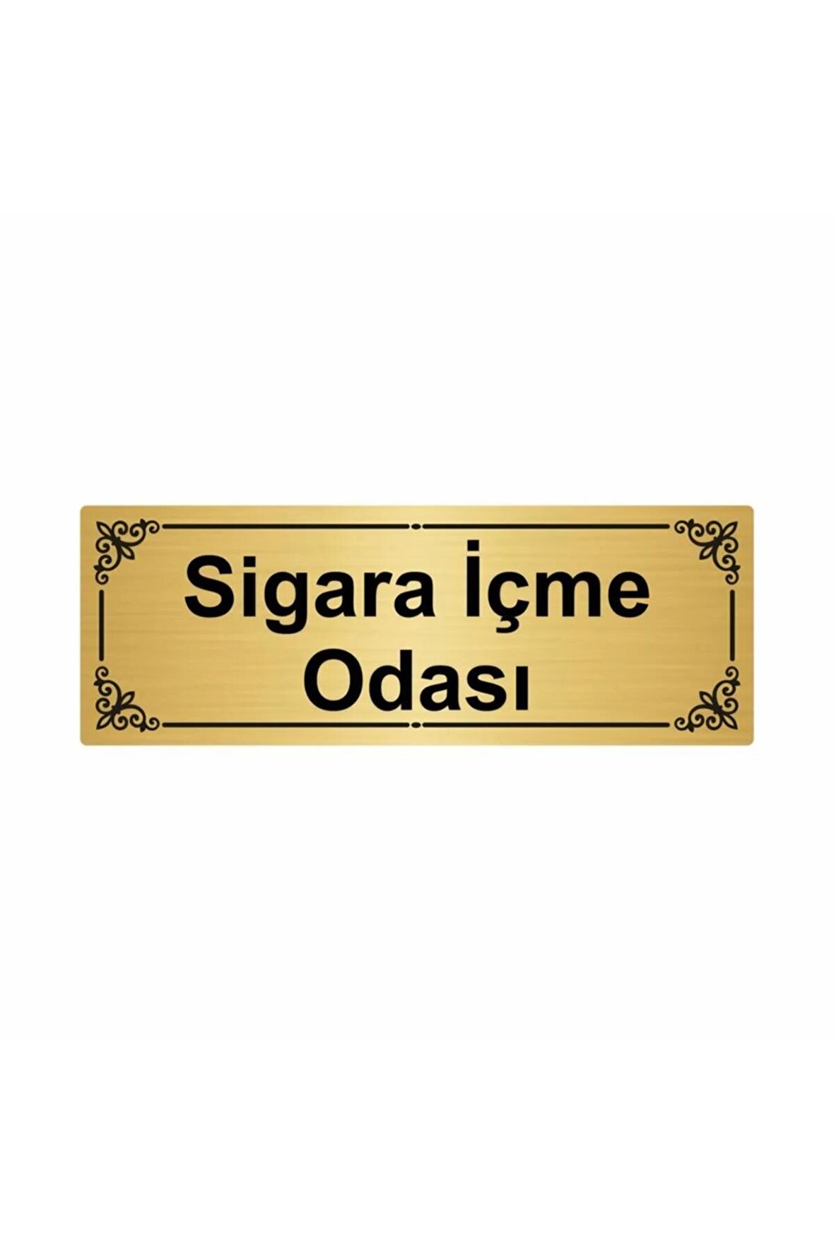 Sigara Içme Odası 7x20 cm Altın Renk Metal Yönlendirme Levhası