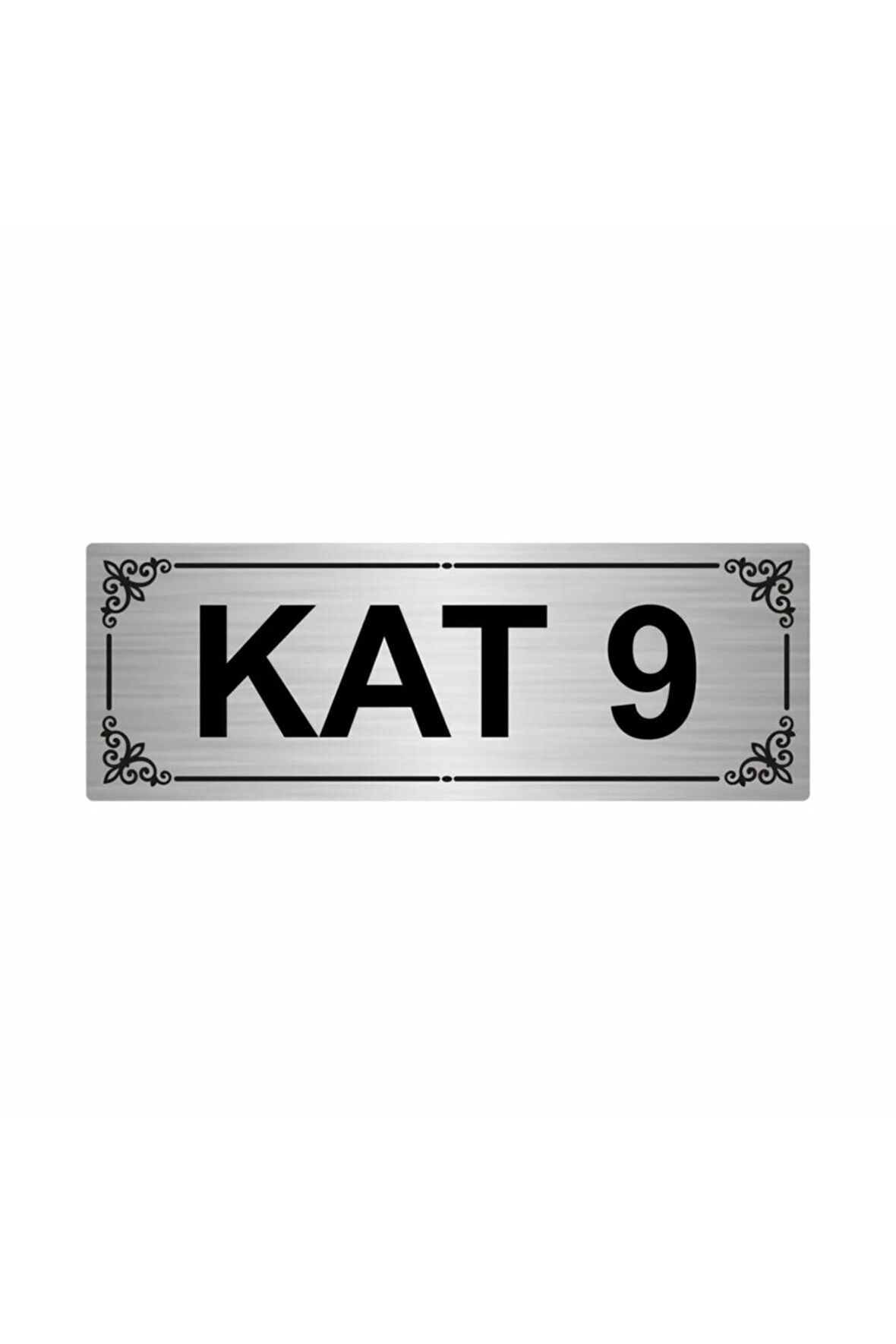 Kat 9 7x20cm Gümüş Renk Metal Yönlendirme Levhası