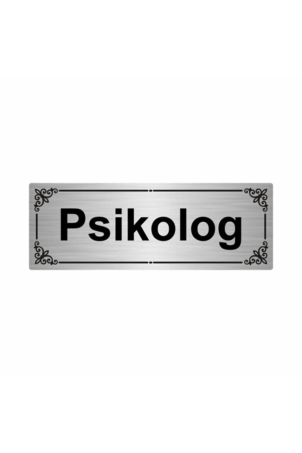 Psikolog 7x20cm Gümüş Renk Metal Yönlendirme Levhası