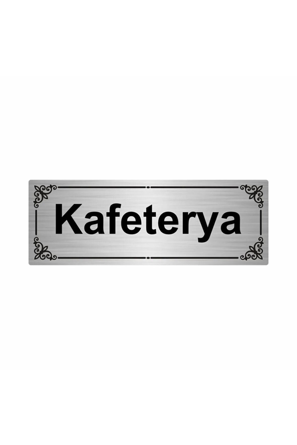 Kafeterya 7x20cm Gümüş Renk Metal Yönlendirme Levhası