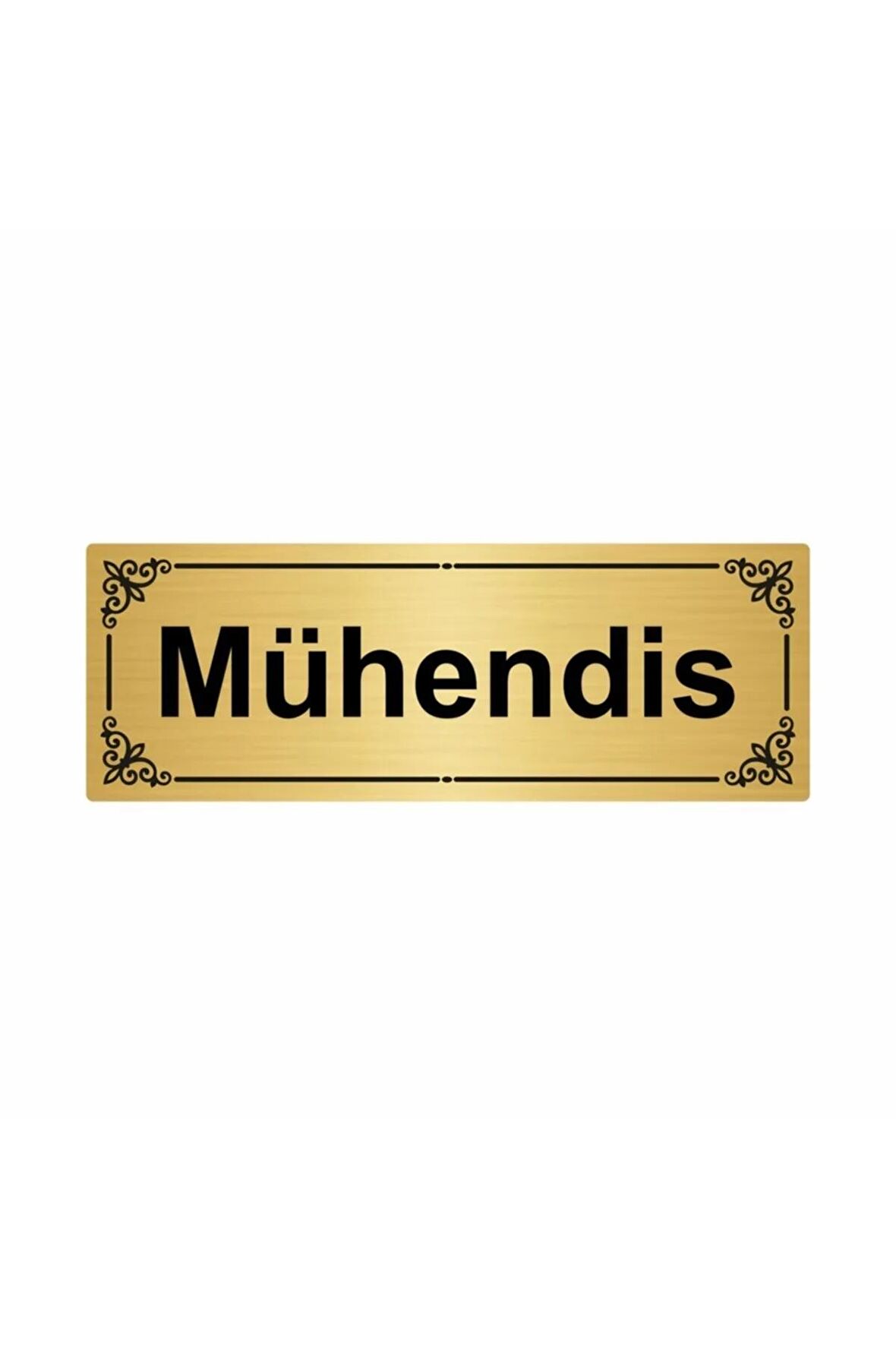 Mühendis 7x20cm Altın Renk Metal Yönlendirme Levhası