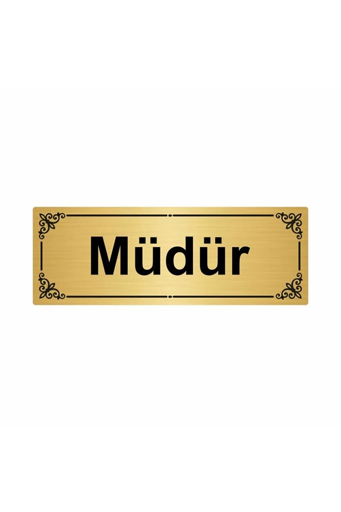Müdür 7x20cm Altın Renk Metal Yönlendirme Levhası