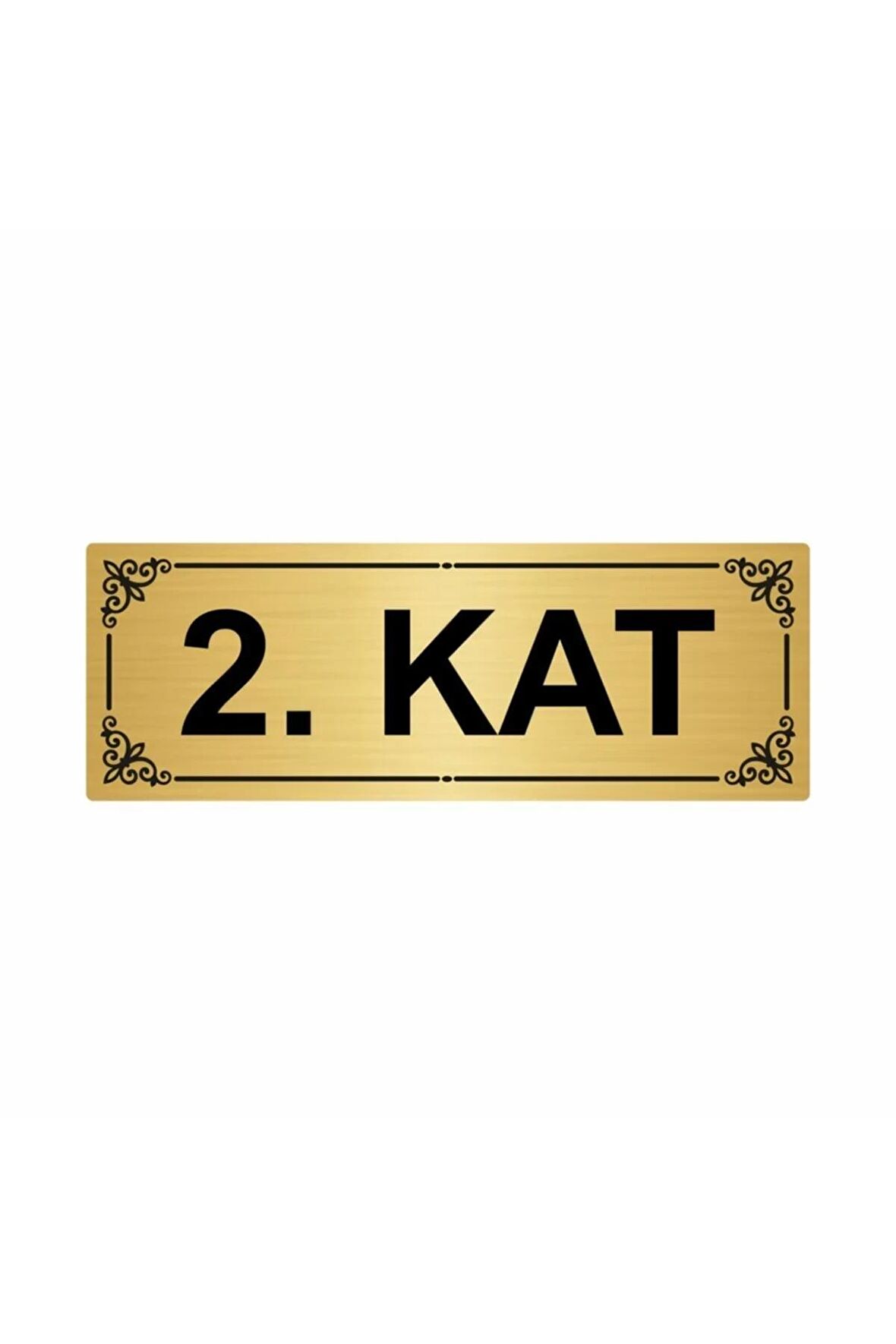 2.kat 7x20cm Altın Renk Metal Yönlendirme Levhası