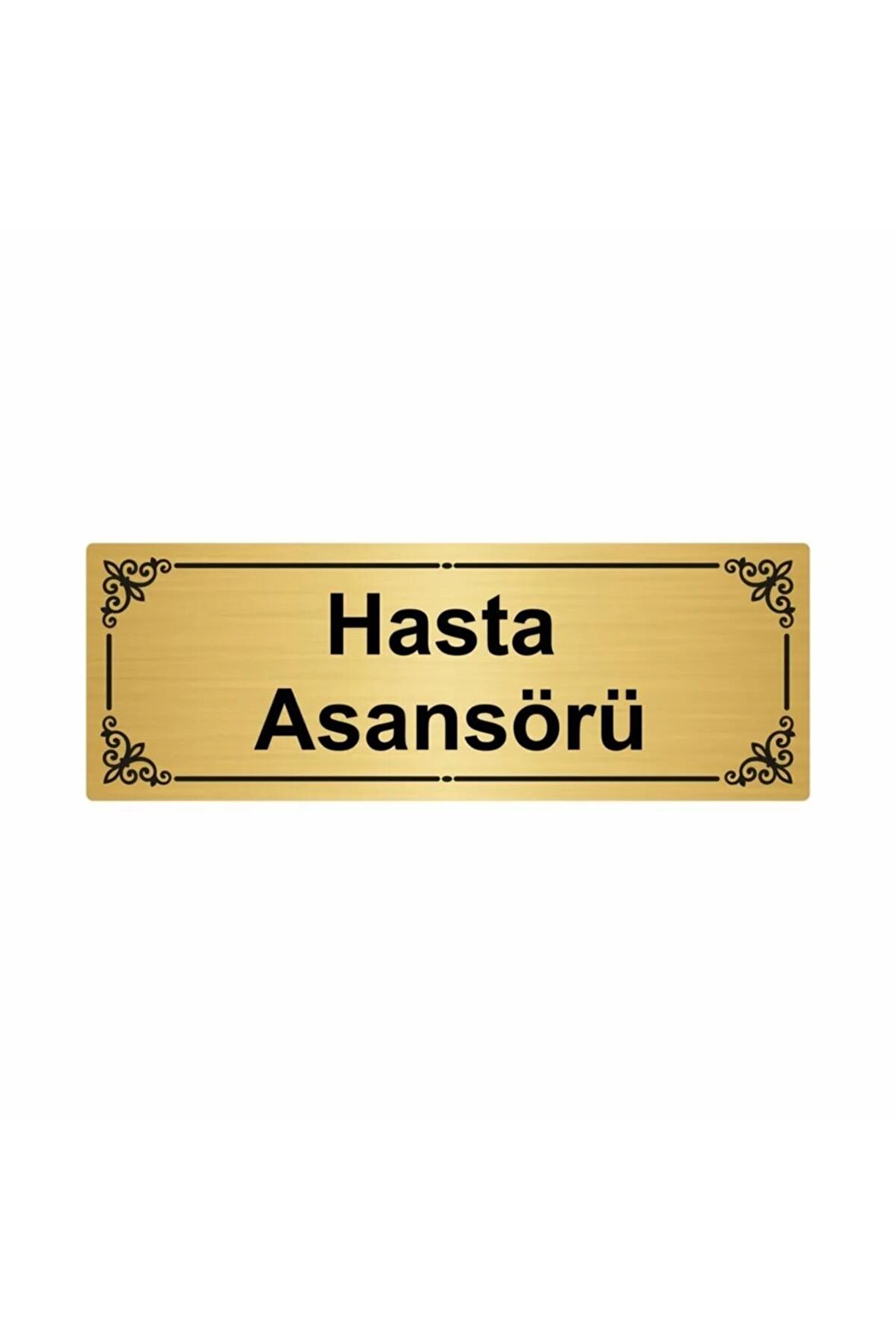 Hasta Asansörü 7x20cm Altın Renk Metal Yönlendirme Levhası