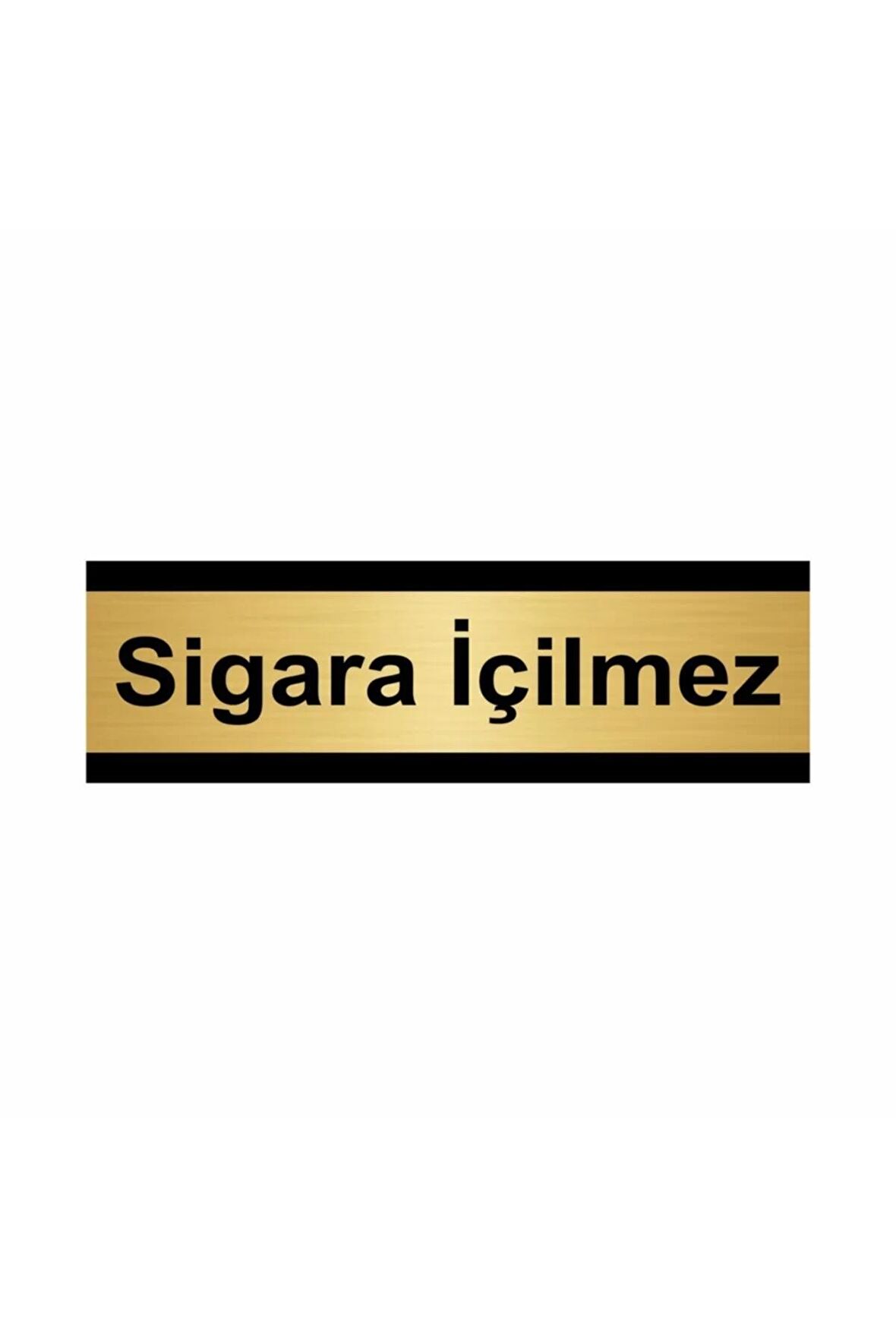 Sigara İçilmez 5x20 cm Altın Renk Metal Yönlendirme Levhası