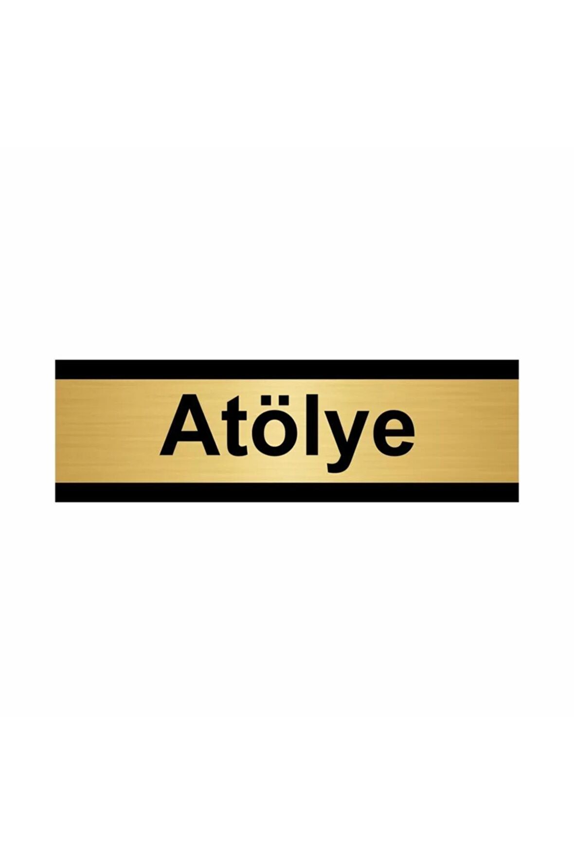 Atölye 7x20cm Altın Renk Metal Yönlendirme Levhası